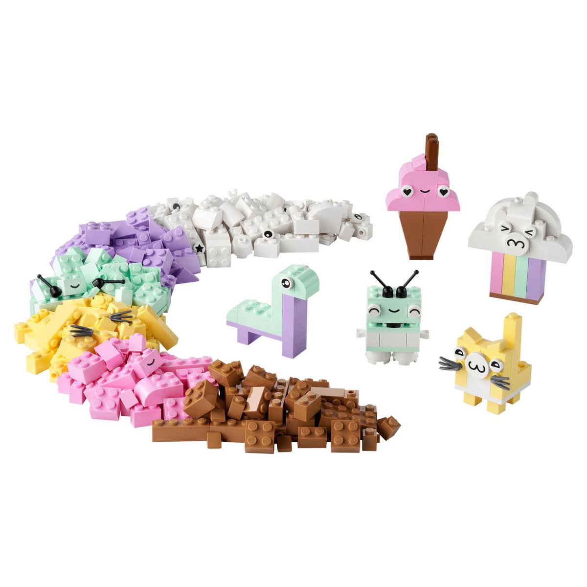 LEGO Classic 11028 - L&rsquo;amusement créatif pastel,  Jouets Briques pour Filles et Garçons Dès 5 Ans : Crème Glacée, Dinosaure, Chat et Plus