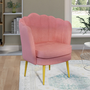 Voir la diapositive 2 : ID MARKET Fauteuil coquillage ADELLA rose en velours pieds dorés