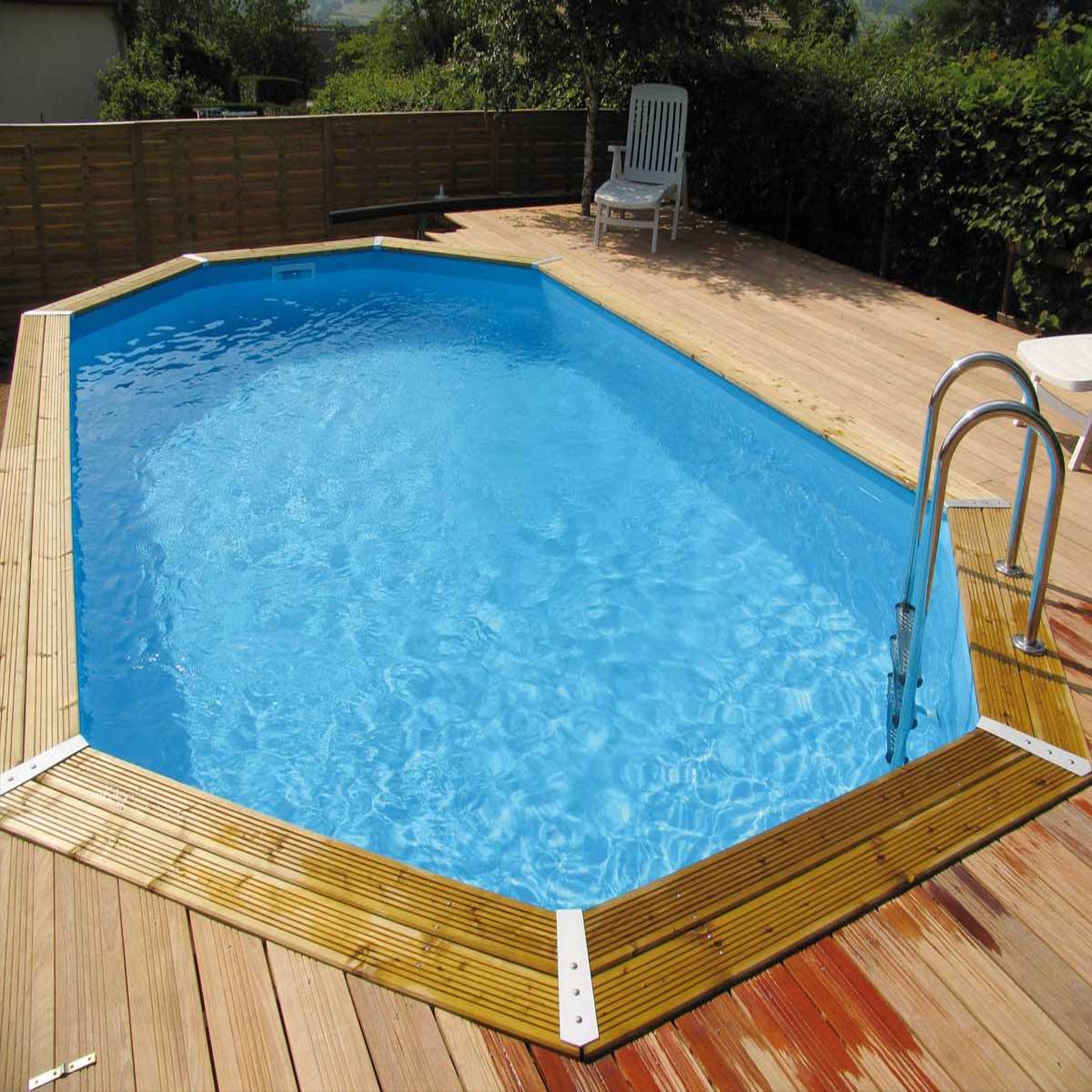 Ubbink Piscine bois Océa 6,10 x 4,00 x 1,30 m - Liner gris - Ubbink