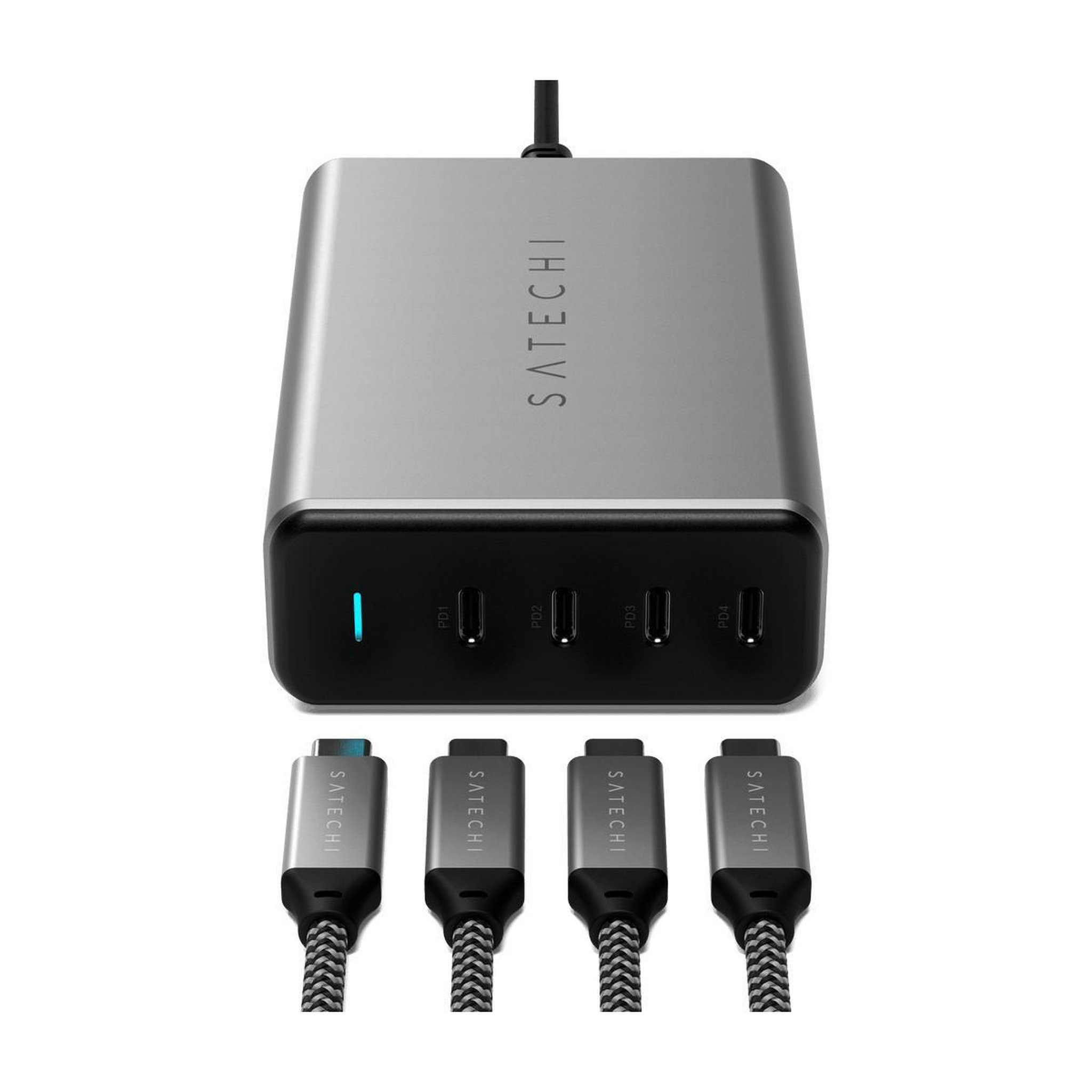 Voir la diapositive 3 : SATECHI Chargeur Satechi ST UC165GM EU avec 4 ports USB C 165 W Gris sidéral