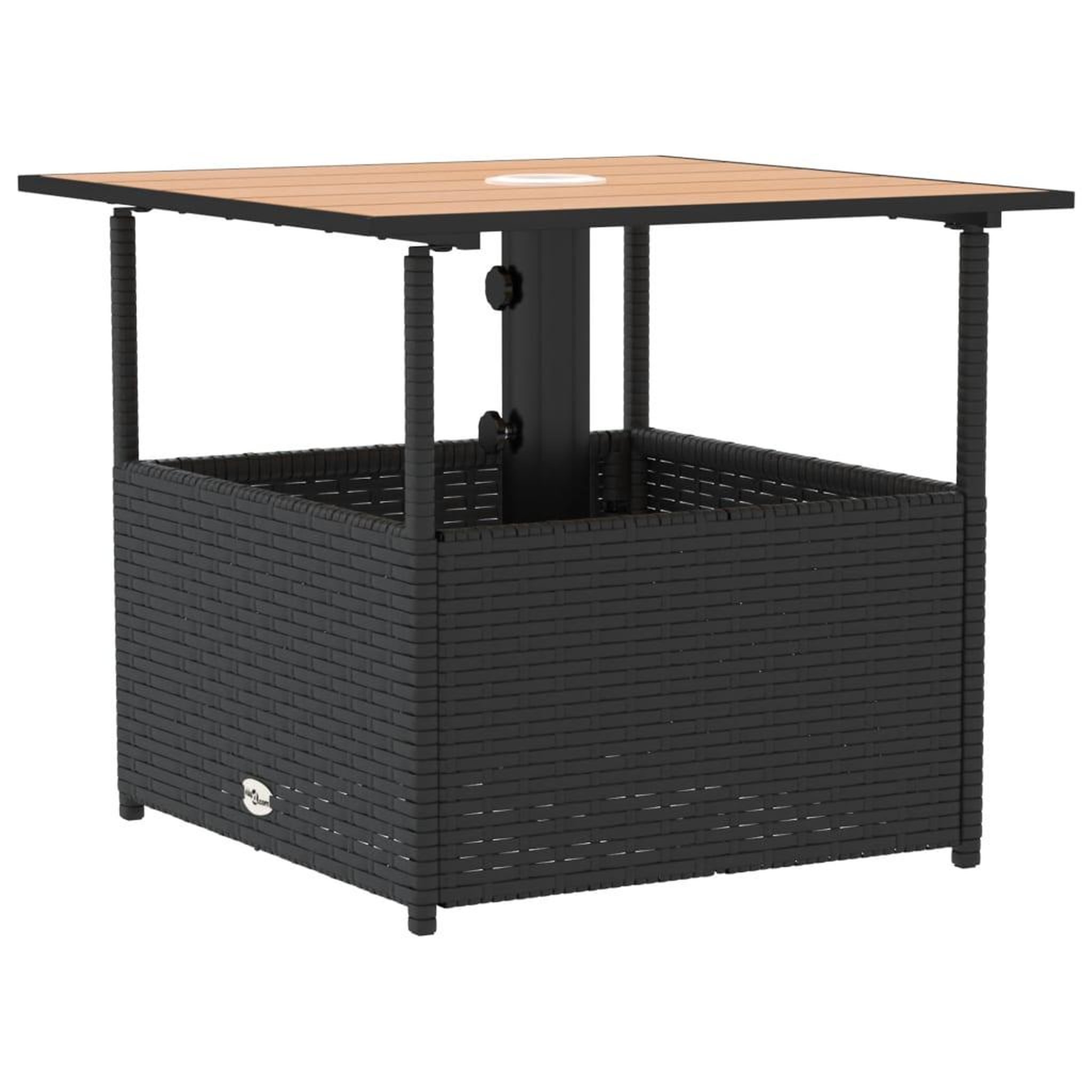 Voir la diapositive 2 : VIDAXL Table de jardin avec trou de parasol noir resine tressee