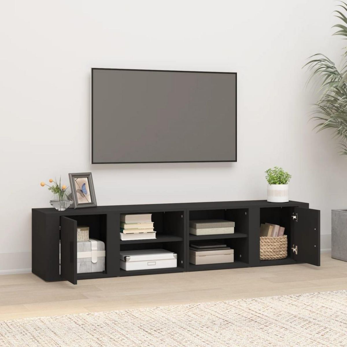 VIDAXL Meubles TV 2 pcs Noir 80x31,5x36 cm Bois d'ingenierie
