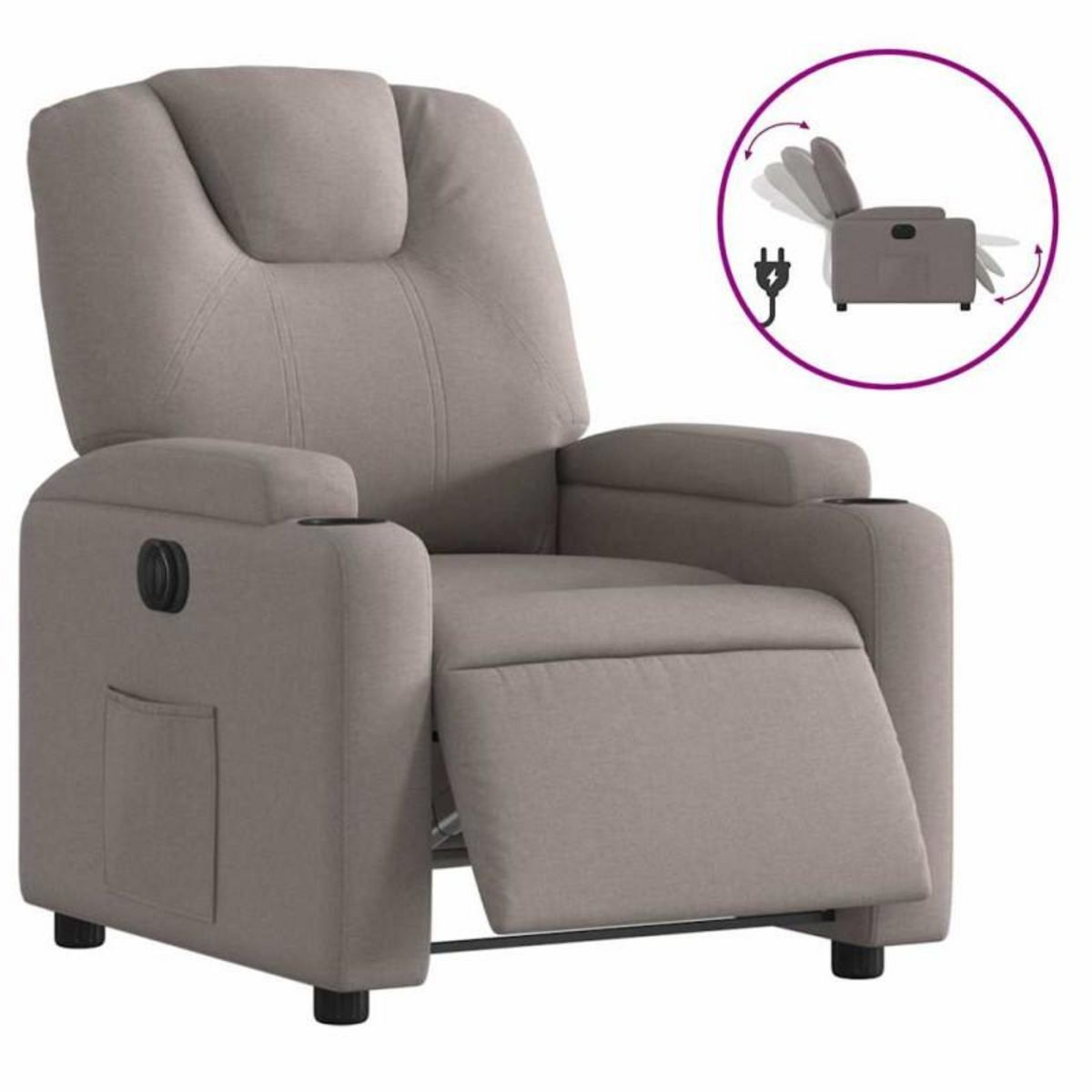 VIDAXL Fauteuil inclinable électrique Taupe Tissu