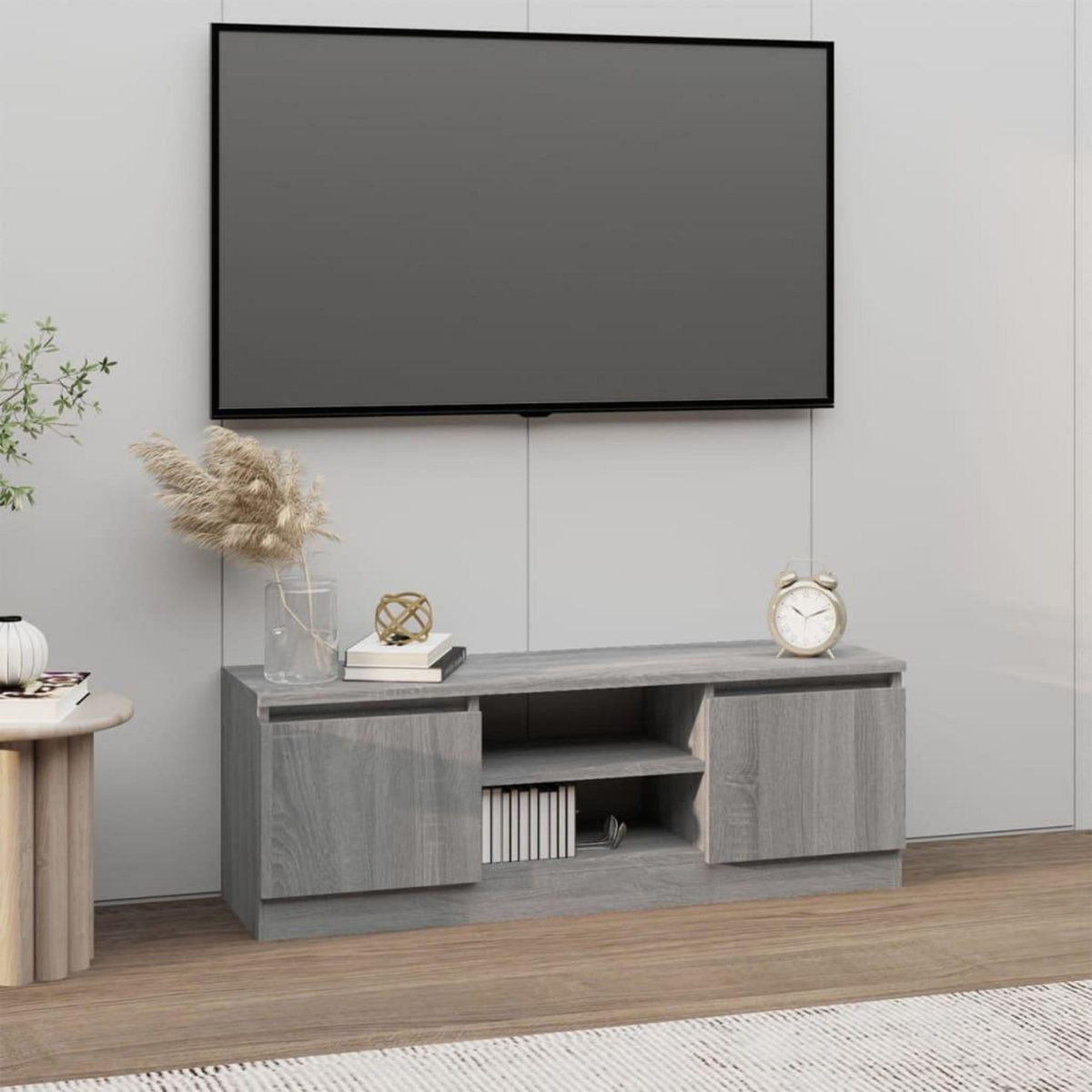 VIDAXL Meuble TV avec porte Sonoma gris 102x30x36 cm