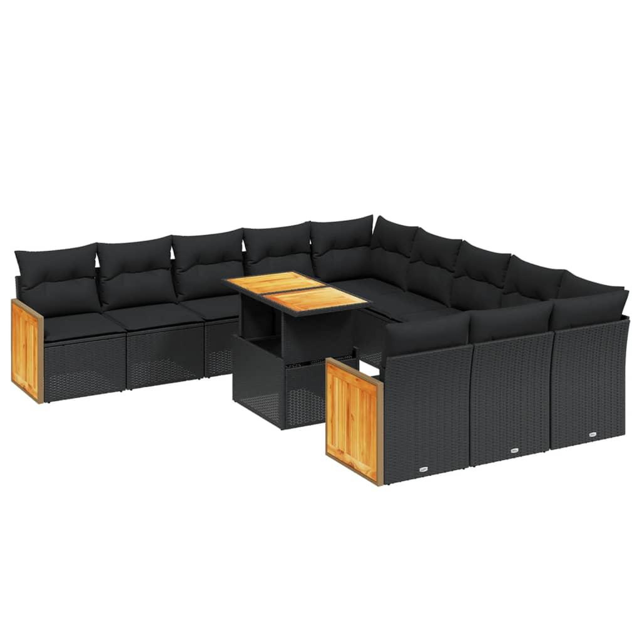 Voir la diapositive 2 : VIDAXL Salon de jardin 11 pcs avec coussins noir resine tressee