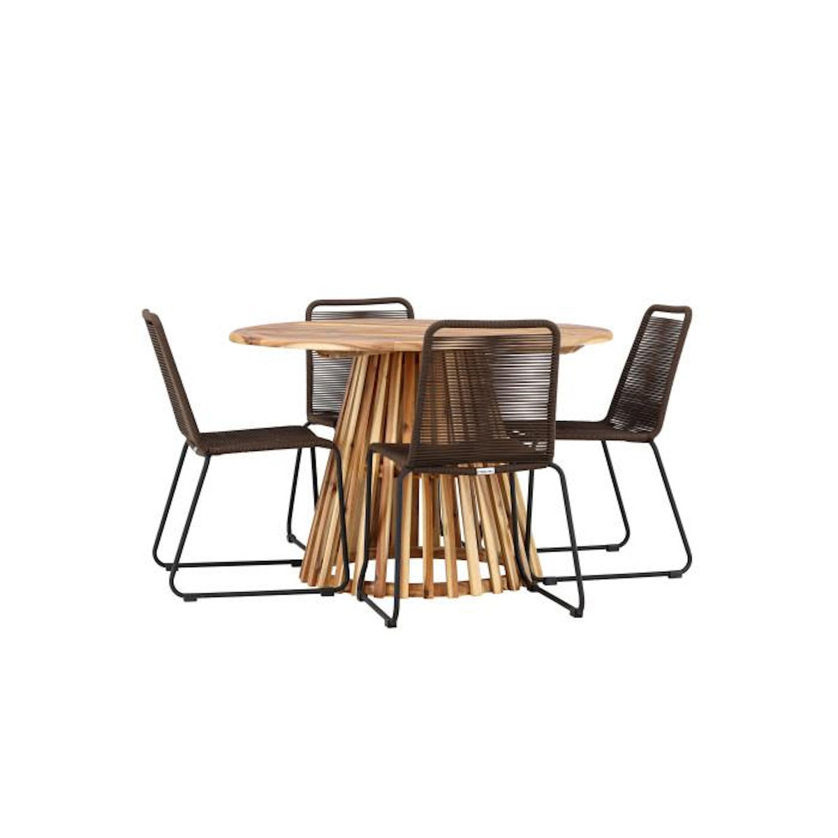 Paris Prix Ensemble Table de Jardin & 4 Chaises  Lumpur & Lindos  120cm Naturel & Marron