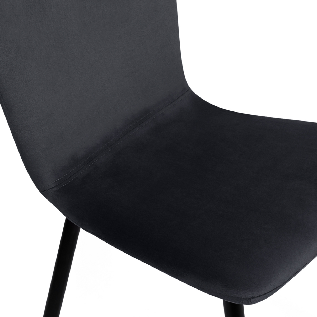 ID MARKET Lot de 4 chaises MACHA en velours gris foncé pour salle à manger
