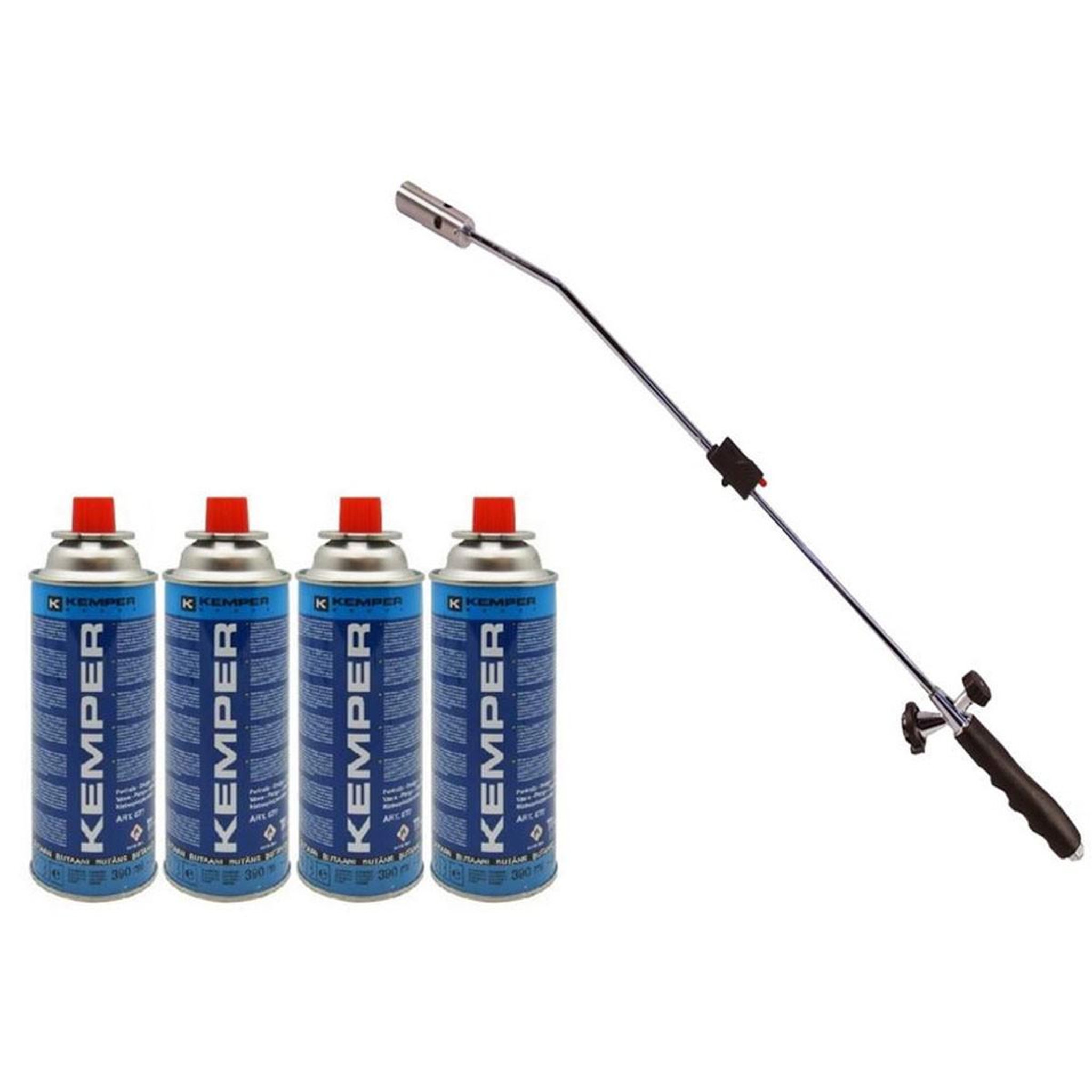 Kemper Desherbeur thermique piezo chalumeau gaz + 4 recharges gaz kemper
