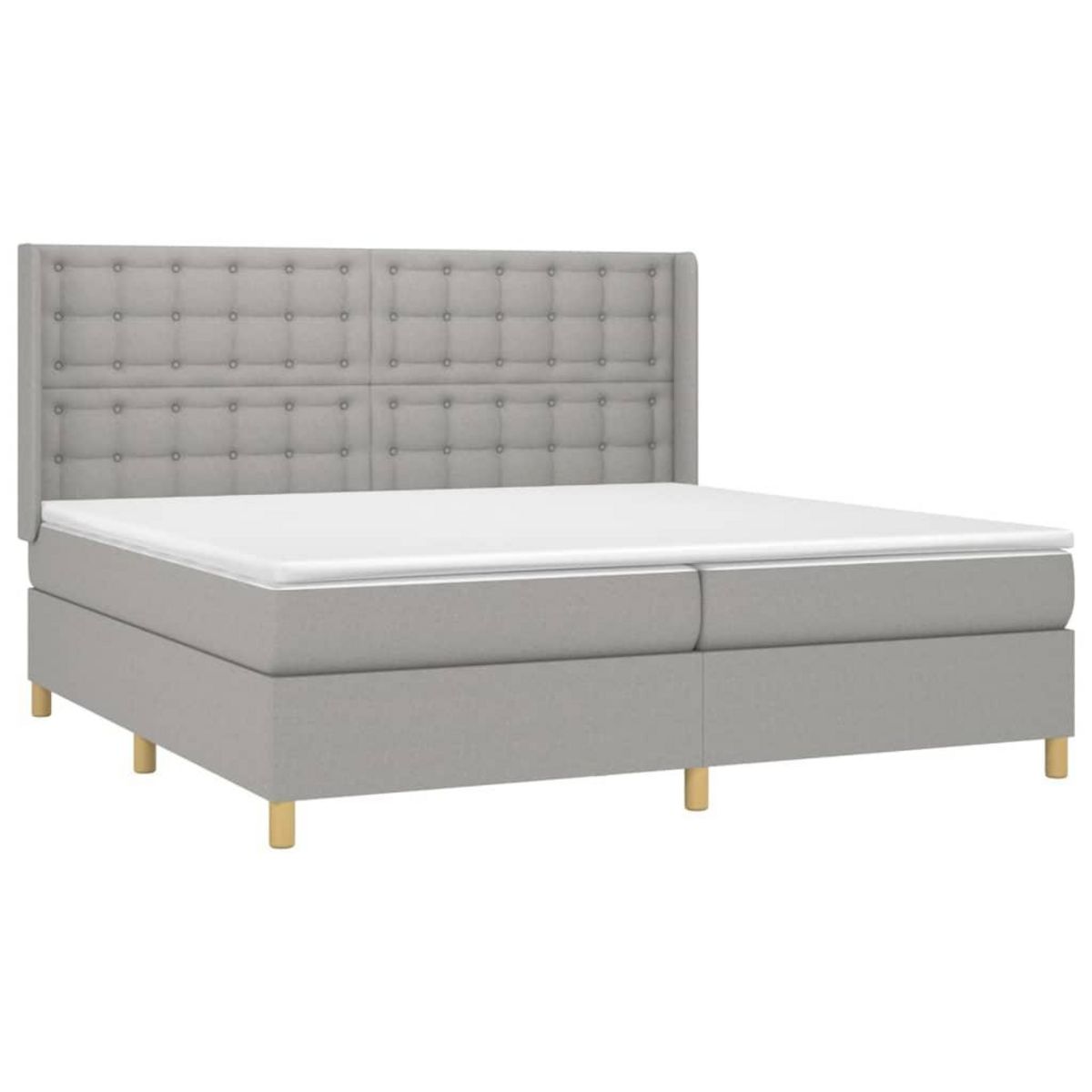 VIDAXL Sommier a lattes de lit matelas LED Gris clair 200x200 cm Tissu