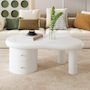 Voir la diapositive 4 : MERAX Table basse forme atypique blanc avec 2 tiroirs - 64x97 cm mdf