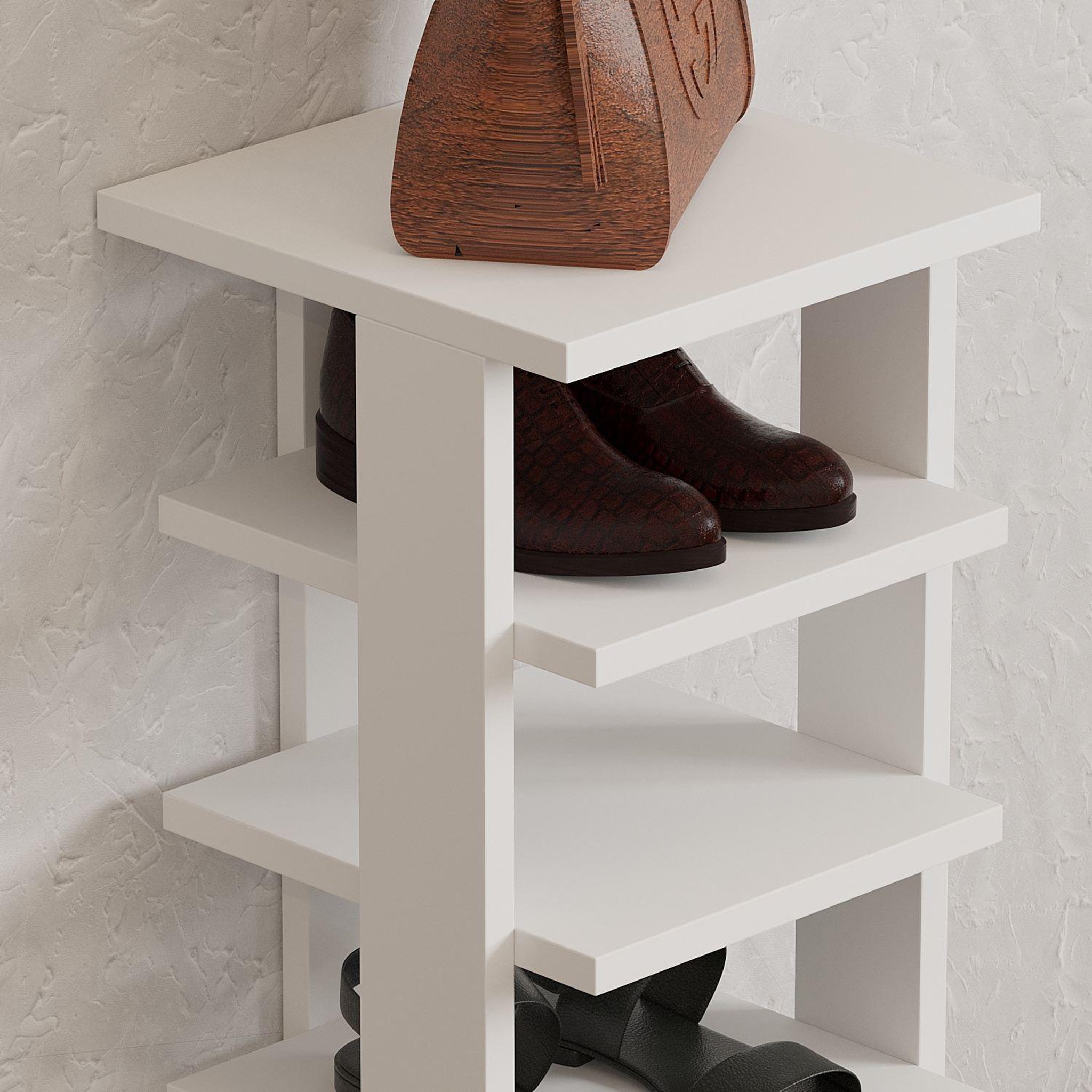 Voir la diapositive 4 : Habitat et Jardin Meuble à chaussures en bois  ayka  - 30 x 30 x 110 cm - blanc