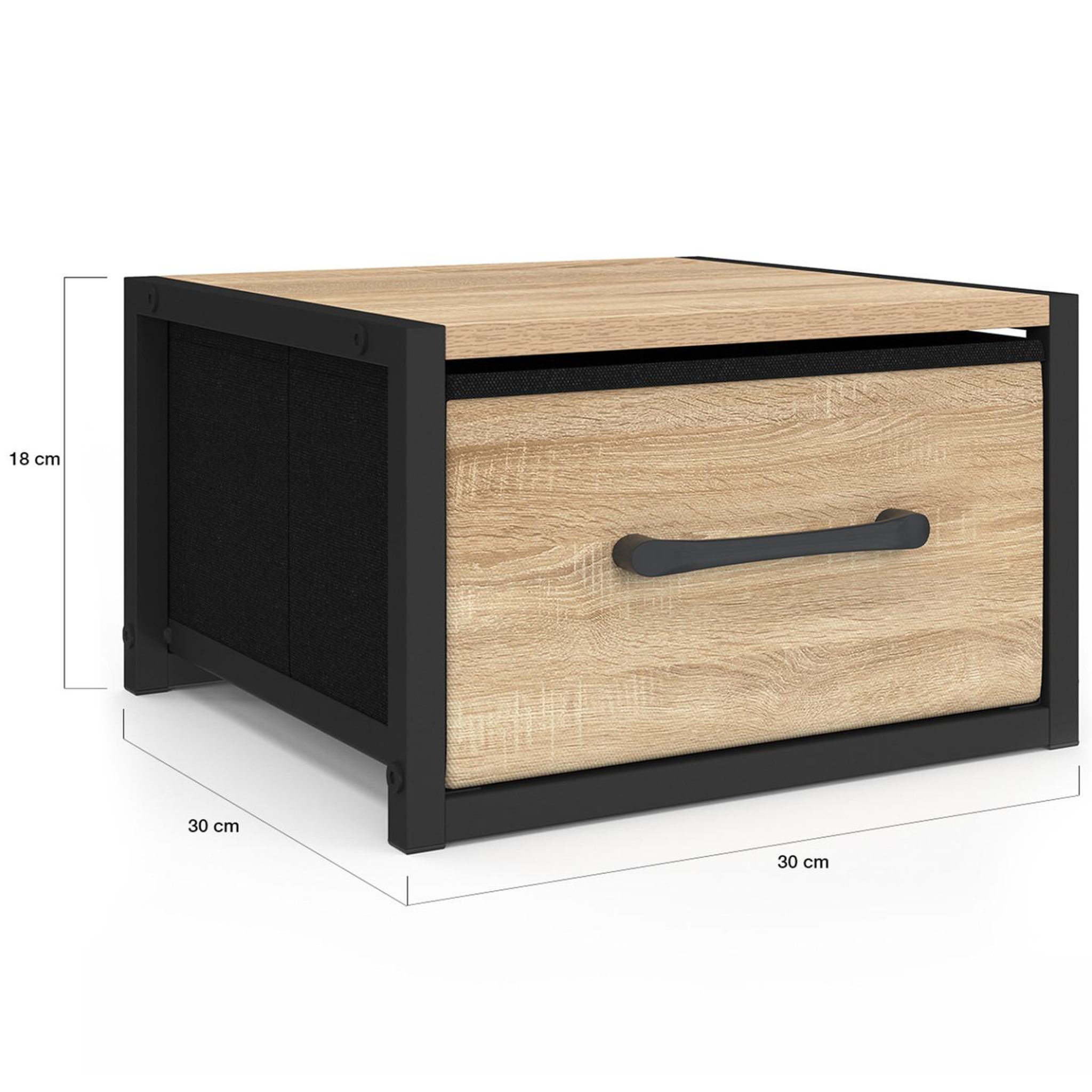 Voir la diapositive 4 : ID MARKET Lot de 2 tables de chevet murales tiroir en tissu utah design industriel