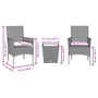 Voir la diapositive 6 : VIDAXL Ensemble de bistro avec coussins 3pcs noir resine tressee verre