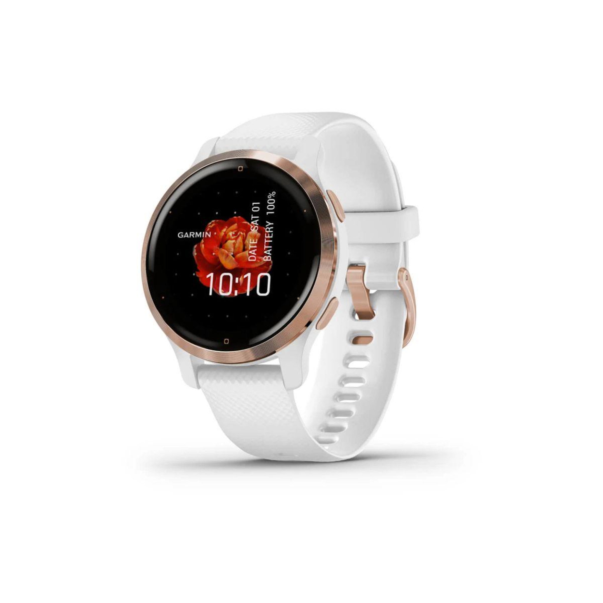 Voir la diapositive 1 : GARMIN Montre sport Venu 2S Rose Gold avec bracelet blanc