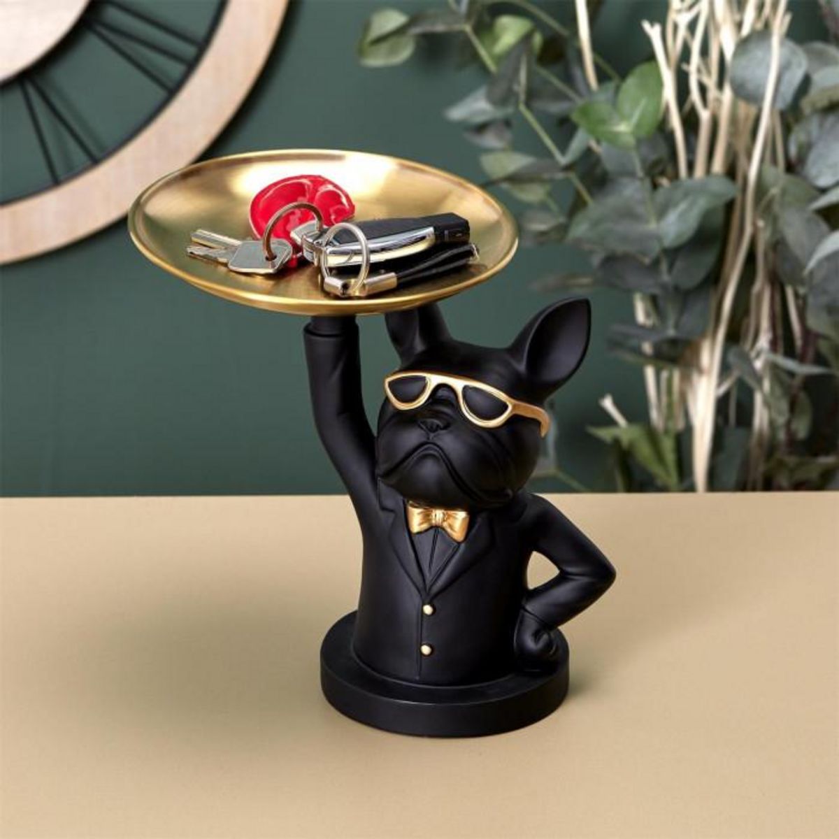 Paris Prix Statuette & Vide-Poche  Bulldog II  21cm Noir