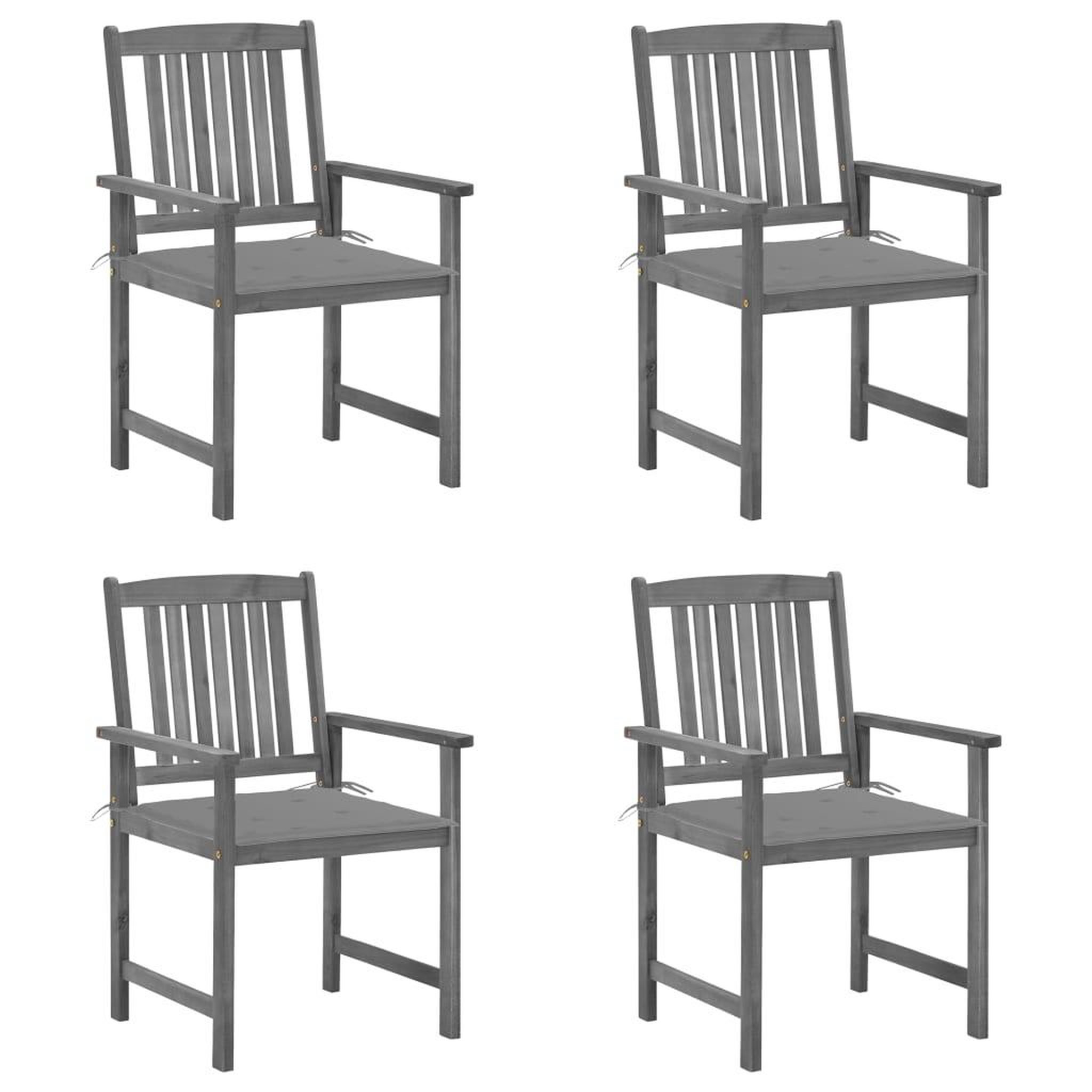 Voir la diapositive 1 : VIDAXL Chaises de jardin et coussins lot de 4 Gris Bois acacia massif