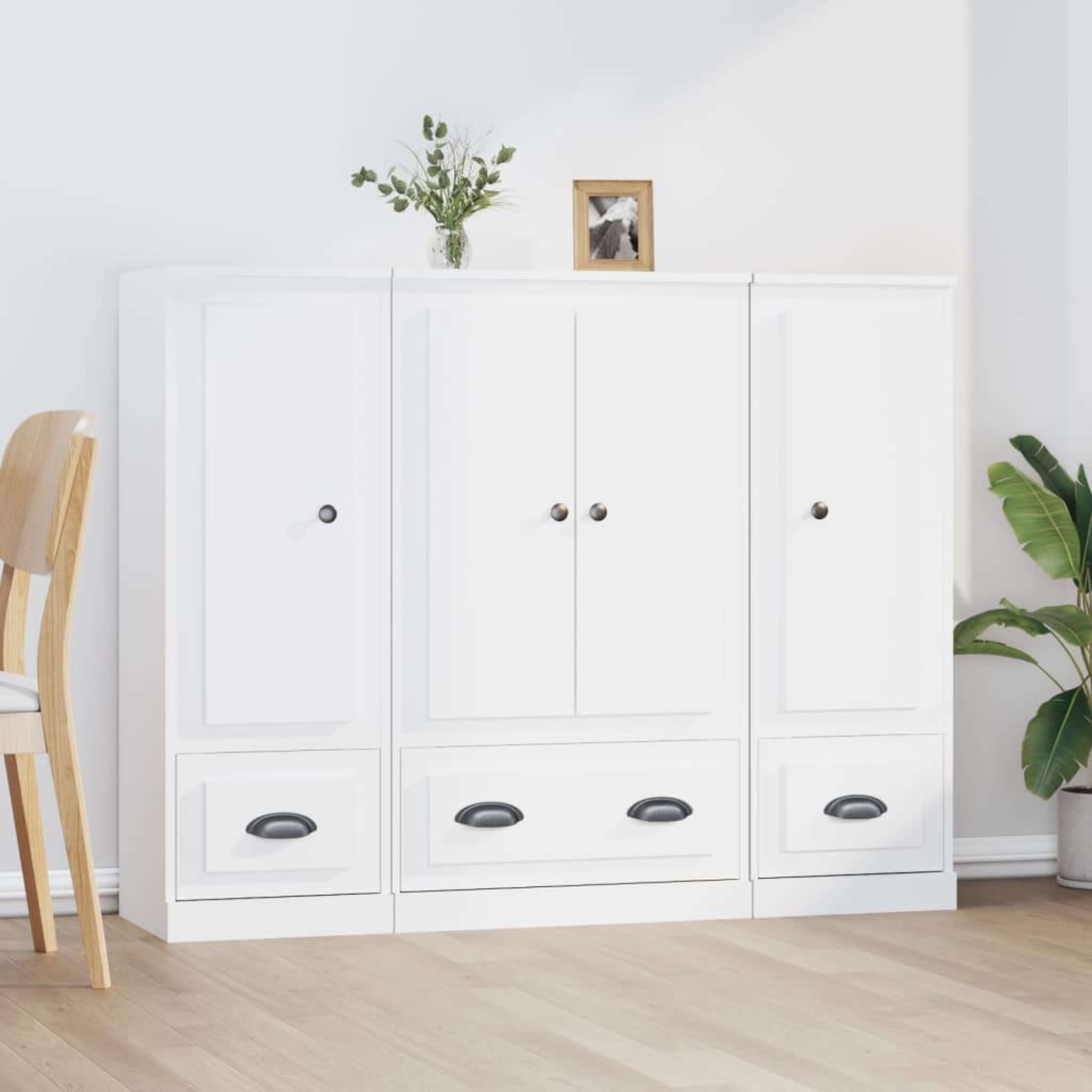 VIDAXL Buffets 3 pcs blanc bois d'ingenierie