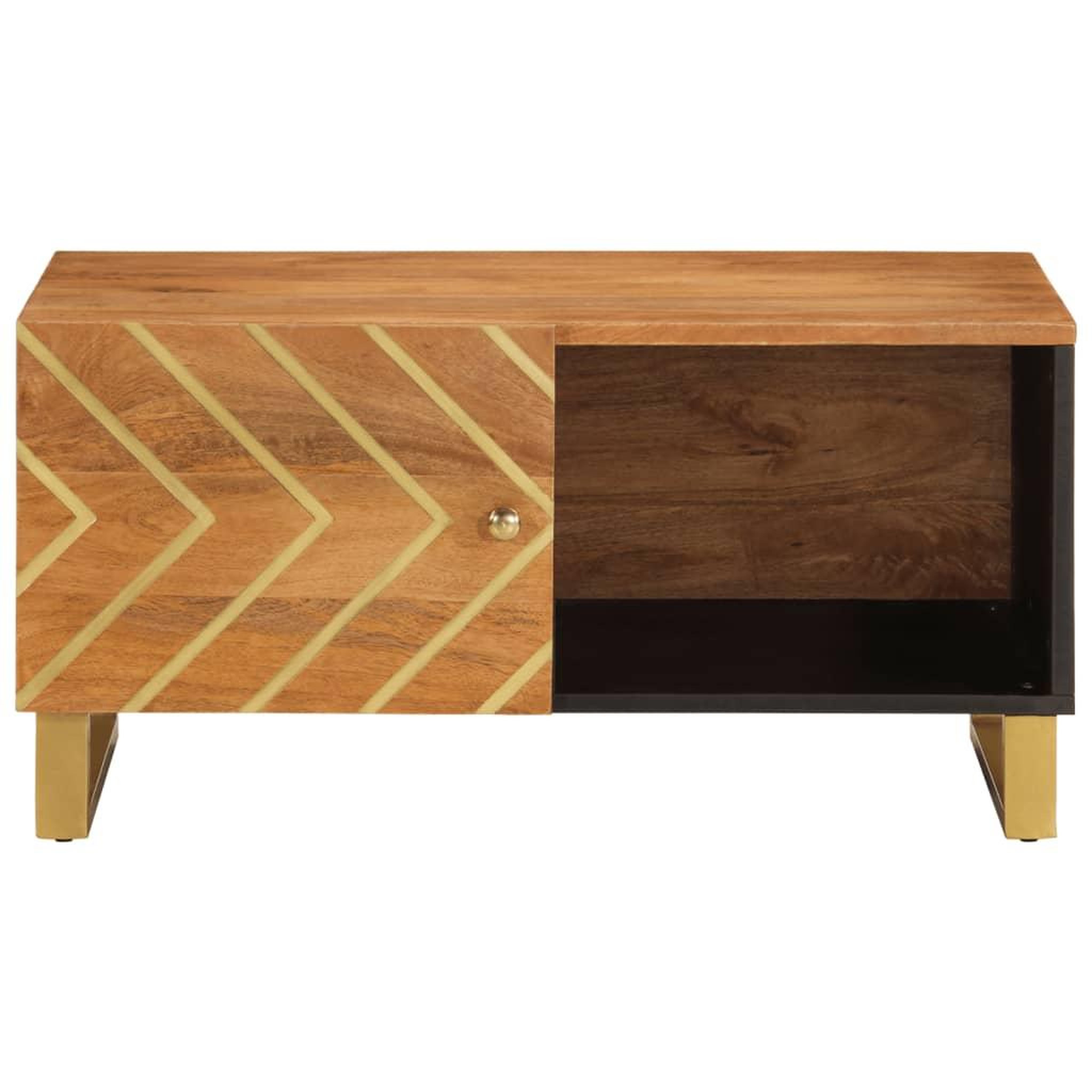Voir la diapositive 4 : VIDAXL Table basse marron et noir 80x50x40 cm bois de massif manguier