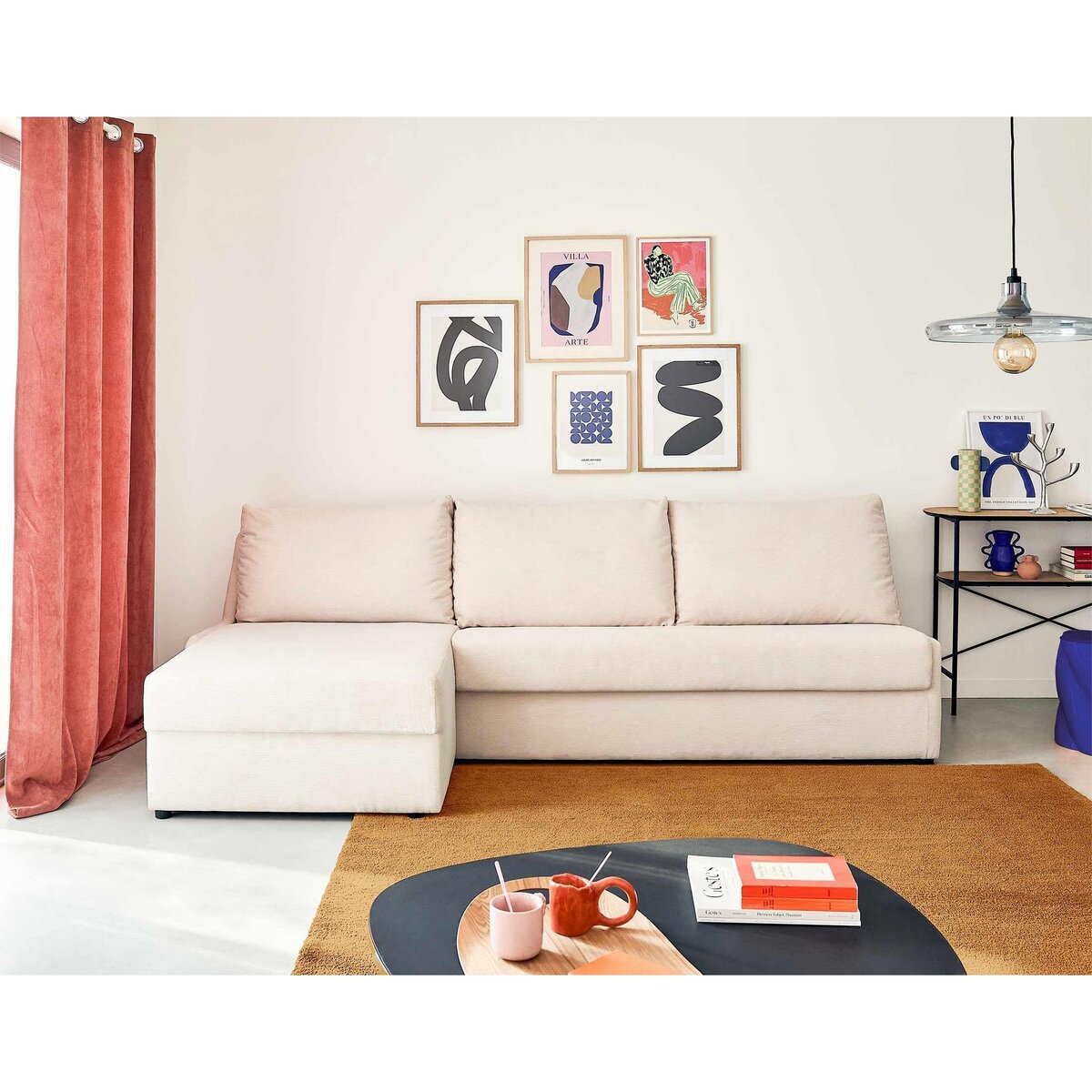 LISA DESIGN Palmira - canapé d'angle gauche - 4 places - convertible couchage quotidien - matelas 14 cm - en velours côtelé