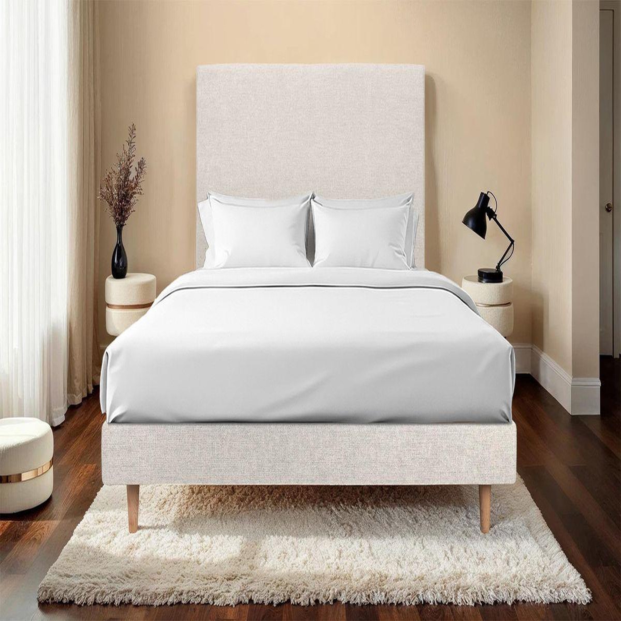 Voir la diapositive 2 : Sommeil de Plomb Lit avec tête de lit tapissier tissu et sommier kit - Hauteur totale : 29cm