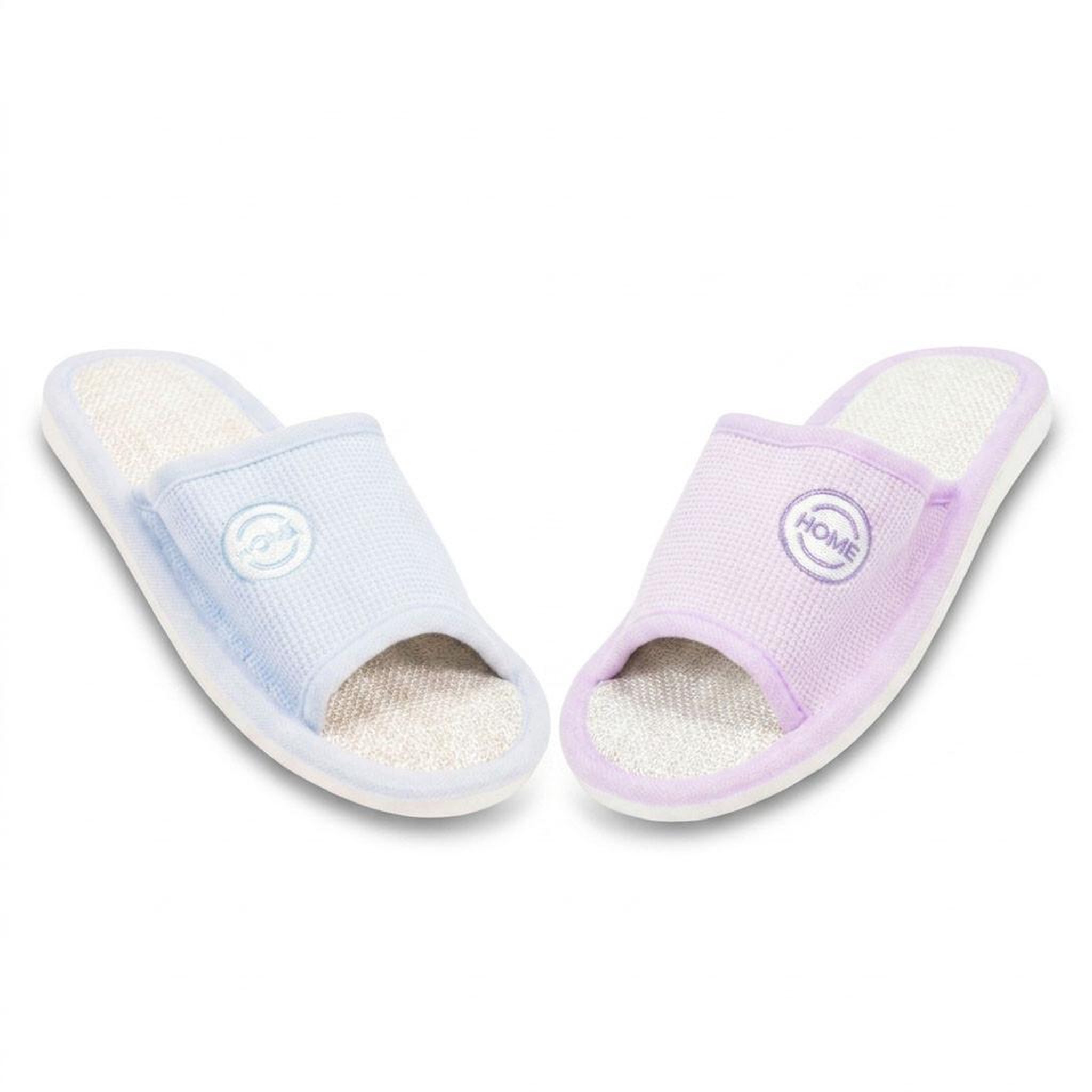 Voir la diapositive 2 : OZABI OZABI-Pantoufle Mule Femme Pack 2 Paires Tissu Gaufre Bout Ouvert