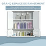 Voir la diapositive 5 : KLEANKIN Armoire murale de salle de bain avec miroir - armoire à glace - placard de rangement toilettes - 4 portes, étagère - verre MDF blanc