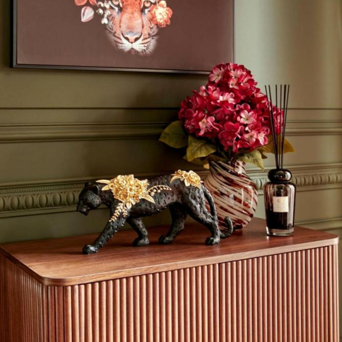 ATMOSPHERA Statuette Panthère en Résine  Belli  40cm Noir