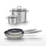 ELO Lot Poêles 24cm & 28cm Elo Profi Therm Platinum avec 2 Faitouts 20cm & 26cm