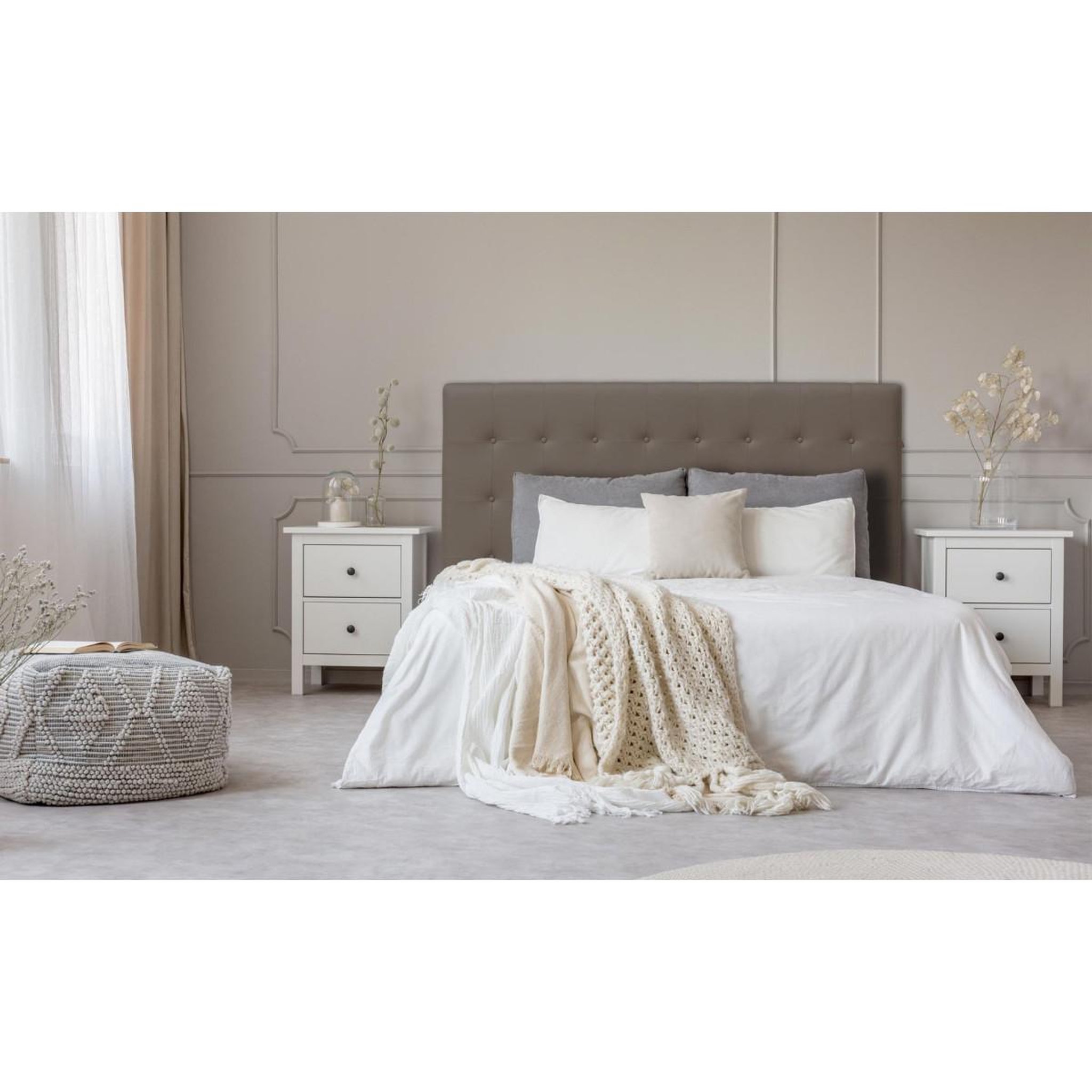 Voir la diapositive 5 : Paris Prix Tête de lit capitonnée  amor  180cm taupe