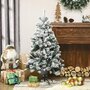 Voir la diapositive 2 : HOMCOM Sapin de Noël artificiel avec 28 pommes de pin arbre de Noël 269 branches enneigées support en acier socle pliable hauteur 120 cm vert