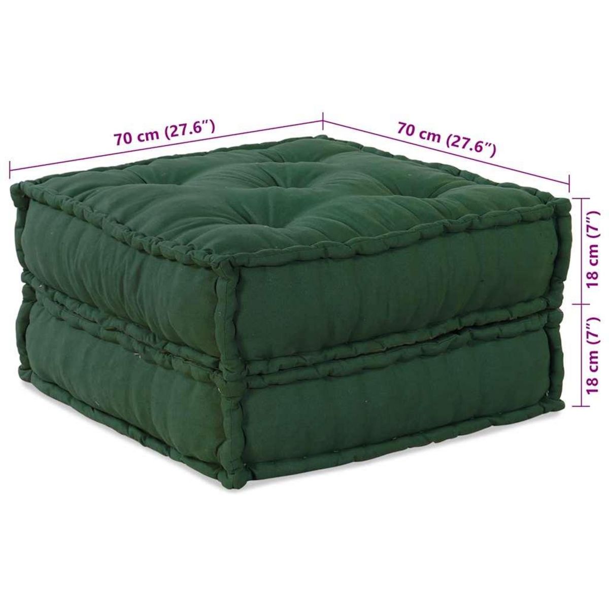 VIDAXL Pouf modulaire vert 70x70x36 tissu
