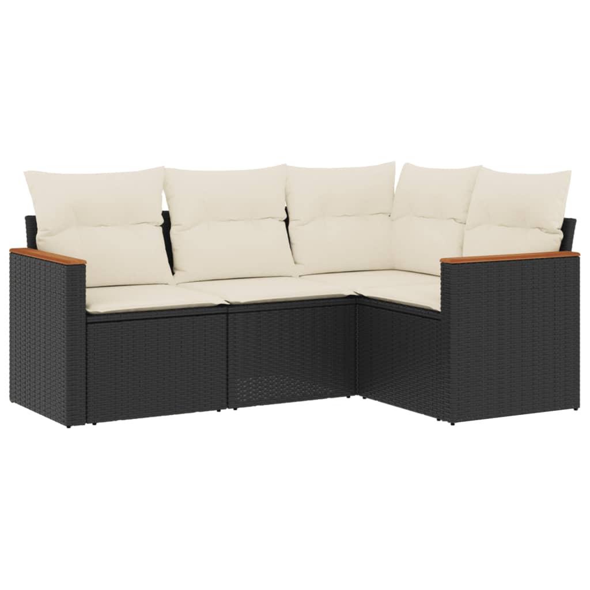 Voir la diapositive 2 : VIDAXL Salon de jardin 4 pcs avec coussins noir resine tressee