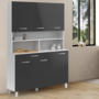 Voir la diapositive 2 : ID MARKET Buffet de cuisine 120 CM CINA 6 portes + tiroir blanc et gris brillant