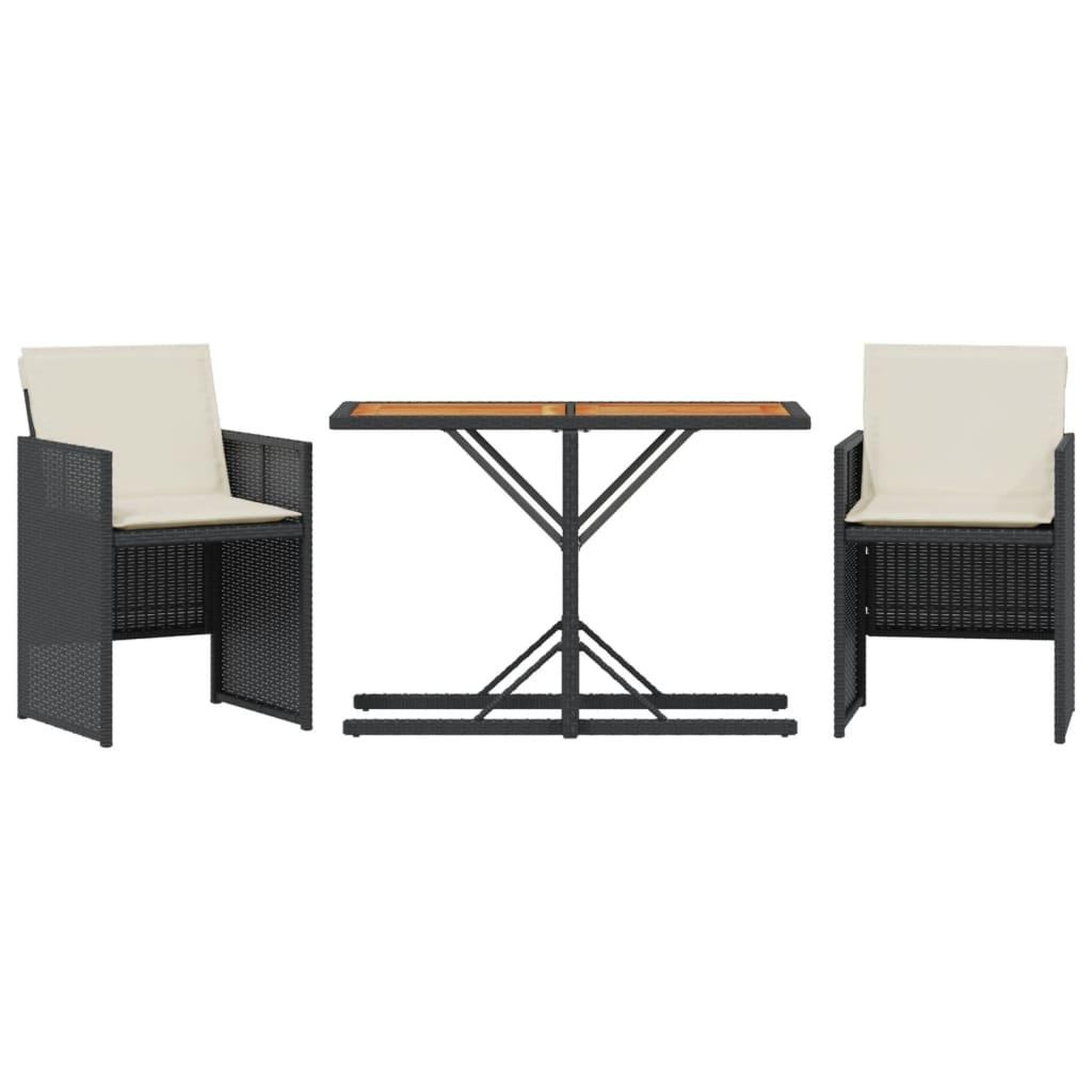 Voir la diapositive 2 : VIDAXL Ensemble de bistro 3 pcs avec coussins noir resine tressee