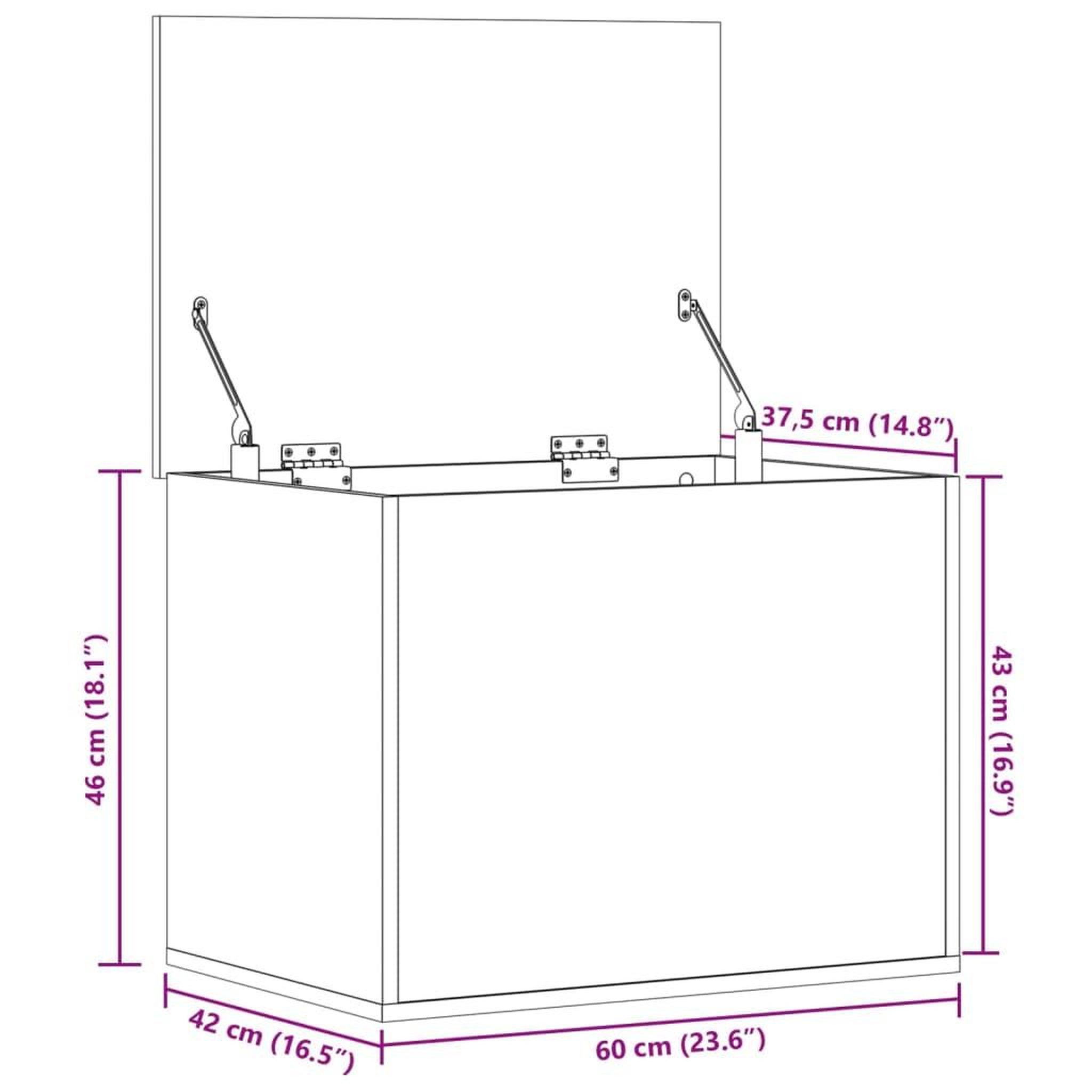 Voir la diapositive 6 : VIDAXL Boîte de rangement chene fume 60x42x46 cm bois d'ingenierie