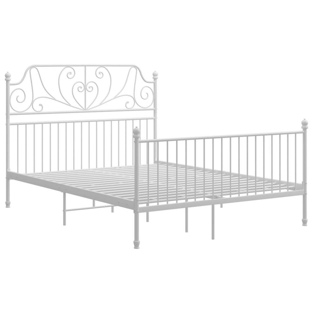 VIDAXL Cadre de lit et tete de lit sans matelas blanc 160x200 cm metal