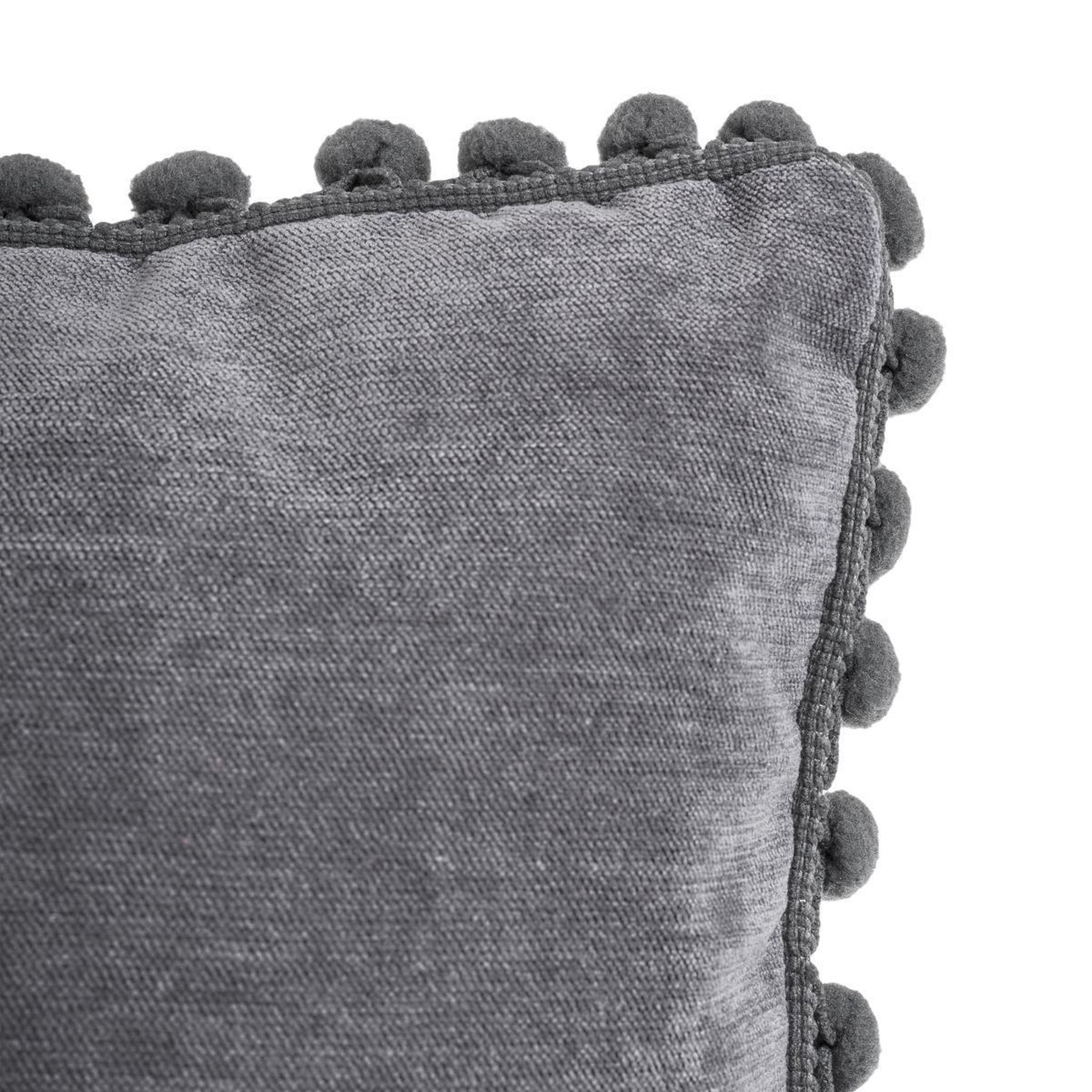 Voir la diapositive 3 : ATMOSPHERA Coussin à pompons  jao  40x40cm gris foncé