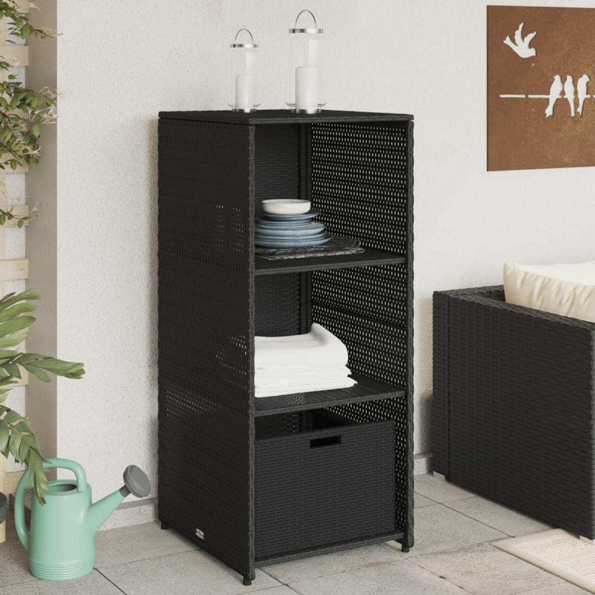 VIDAXL Armoire de rangement de jardin noir 50x55x115 cm resine tressee