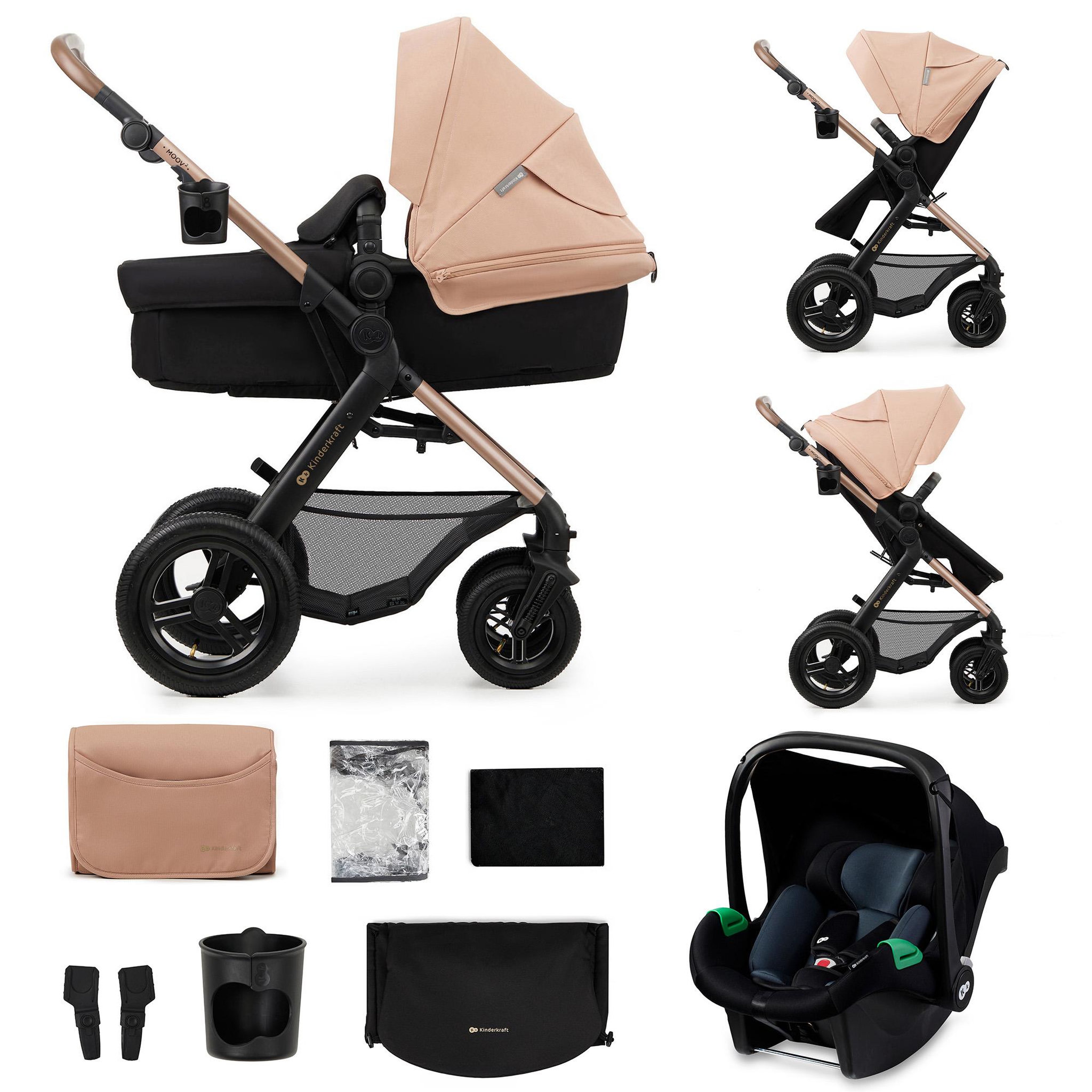 Voir la diapositive 1 : KINDERKRAFT Poussette trio moov 2 pratique et confortable