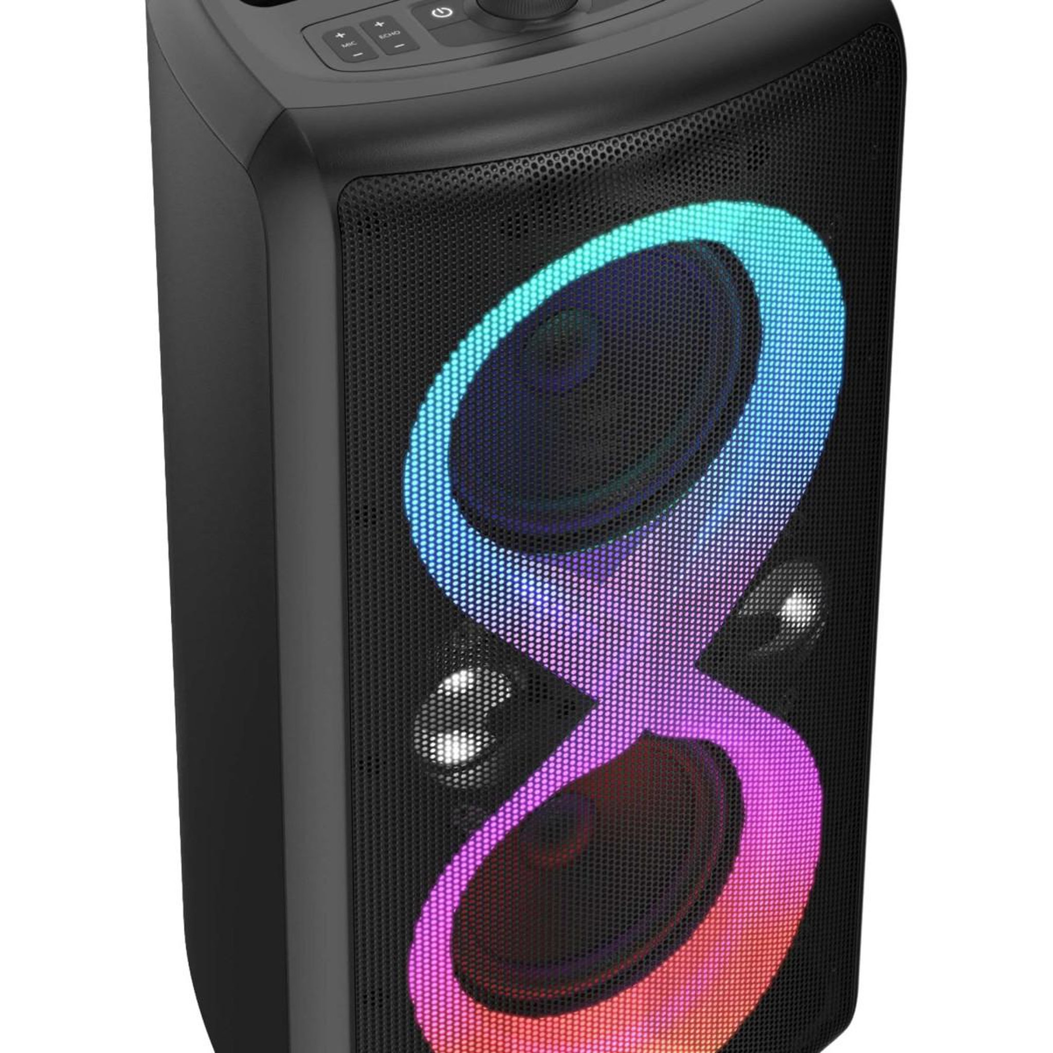 MAJESTIC Majestic Fire 90 – Enceinte sans fil 5.3 100W RMS, Lumières LED 7 Effets, Karaoke, USB/MicroSD/AUX/Microphone/Guitare, Batterie 6000mAh, IPX4