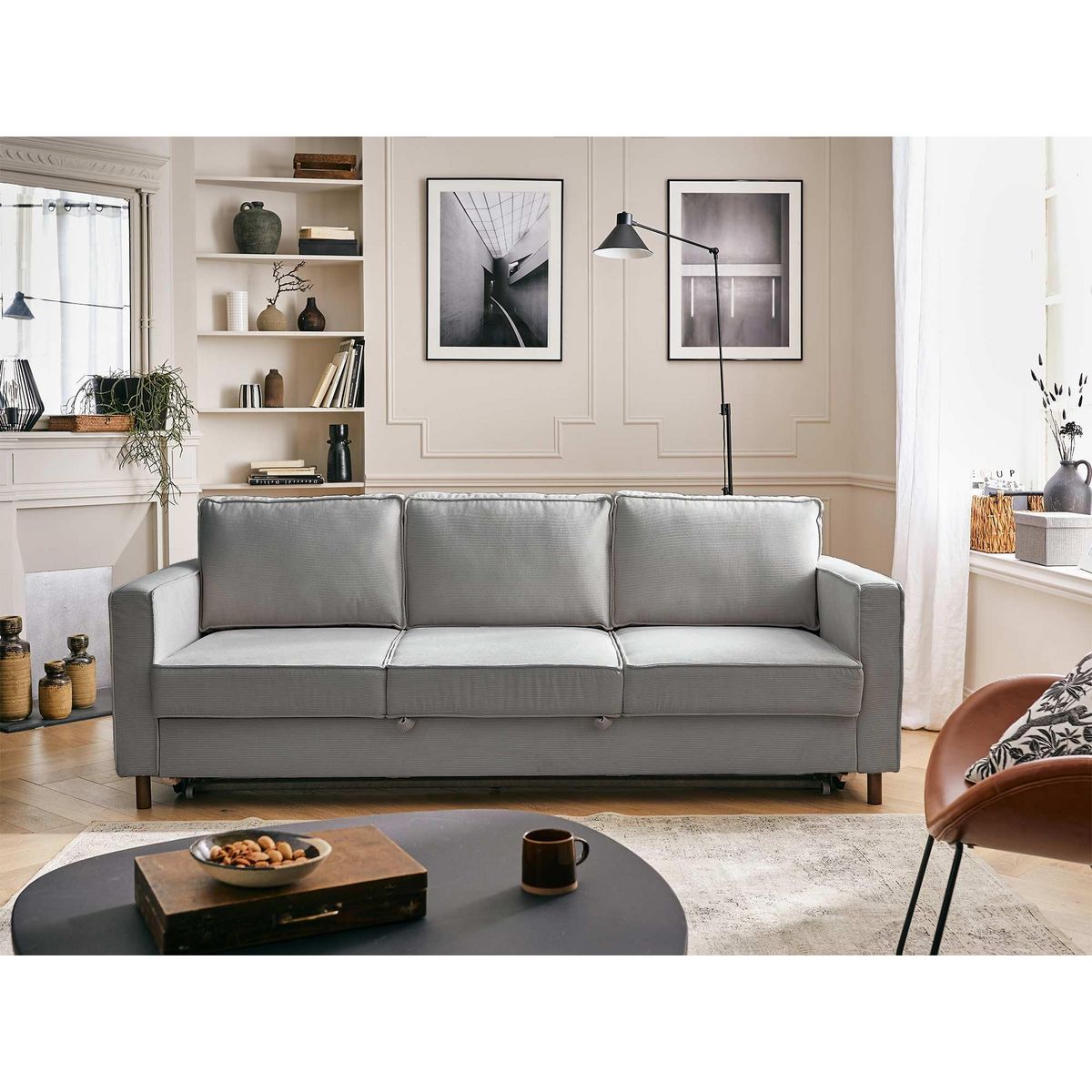 LISA DESIGN Jake - canapé 3 places - convertible - en velours côtelé