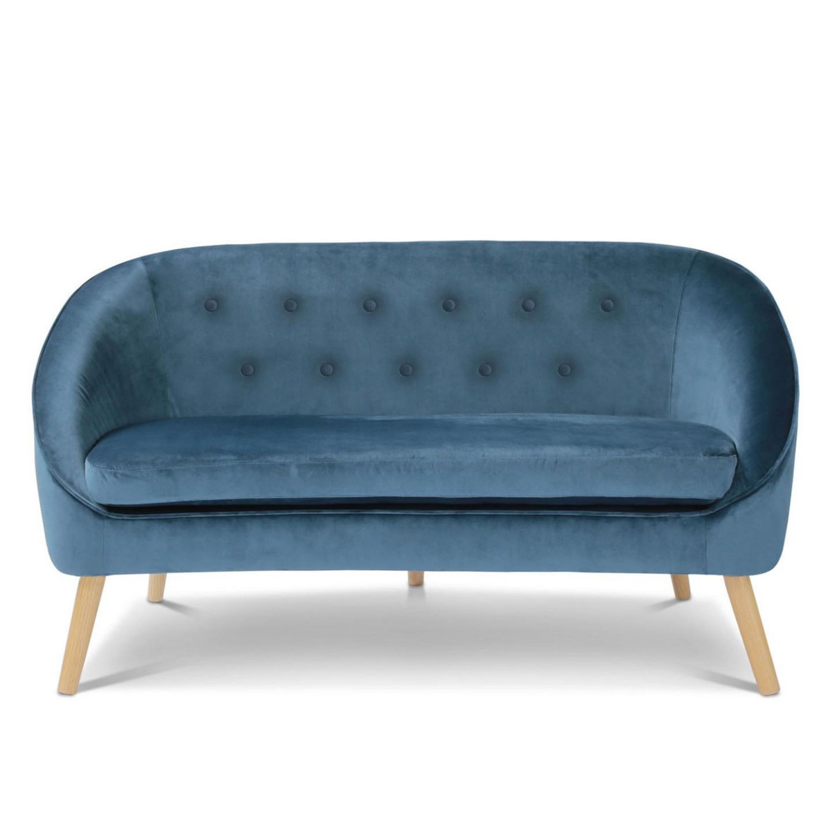 ID MARKET Canapé banquette en velours SONIA bleu