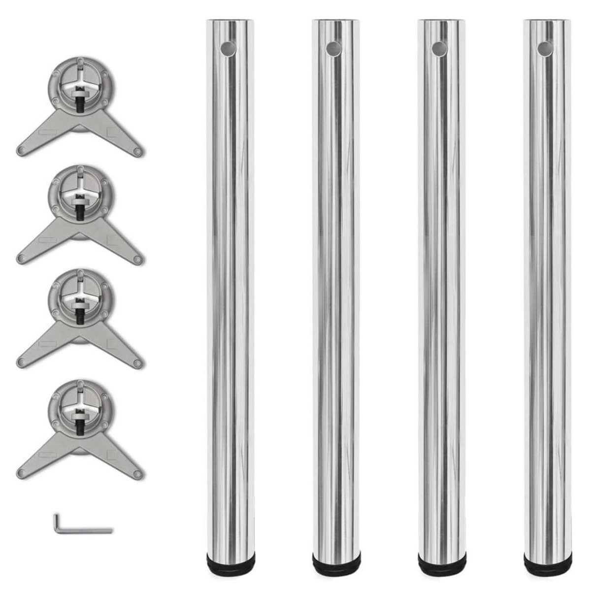 VIDAXL 4 pieds de table reglables en hauteur 710 mm Chrome