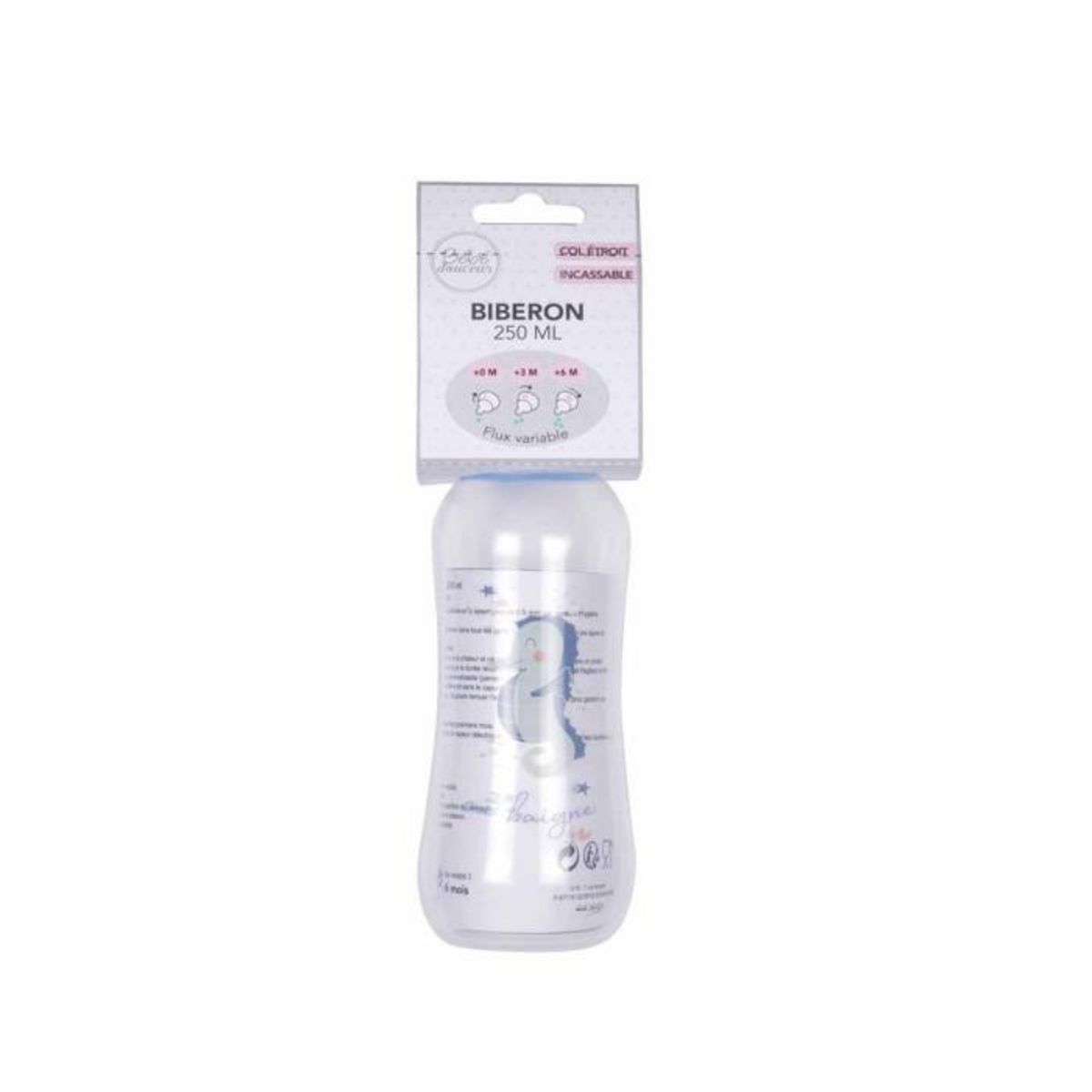 Paris Prix Biberon Col Étroit  Hippocampe Océan  250ml Bleu