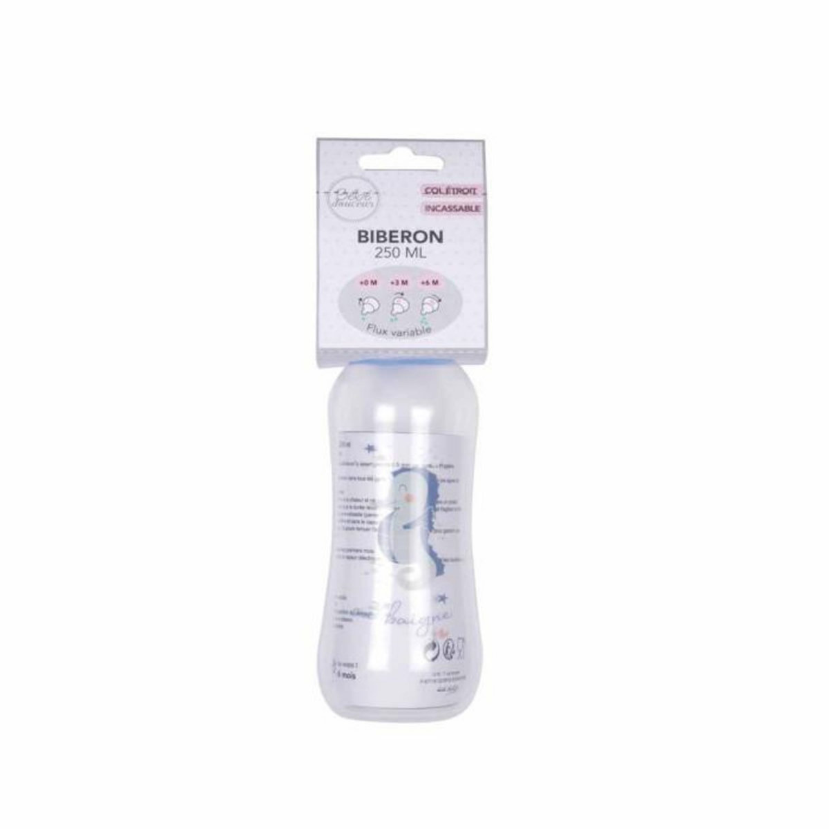 Paris Prix Biberon Col Étroit  Hippocampe Océan  250ml Bleu