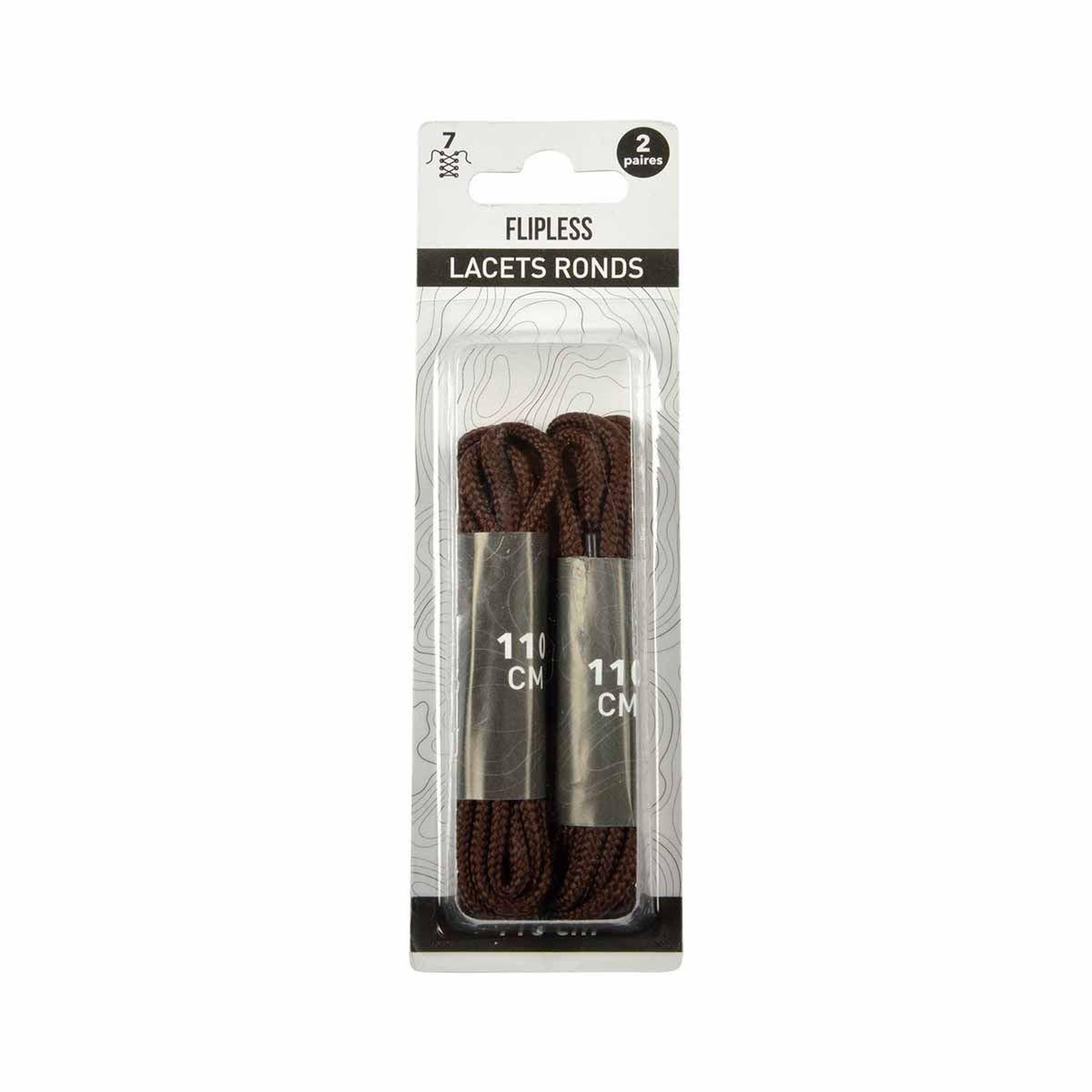 Voir la diapositive 2 : FLIPLESS Lot de 2 Paires de Lacets  Ronds  110cm Marron