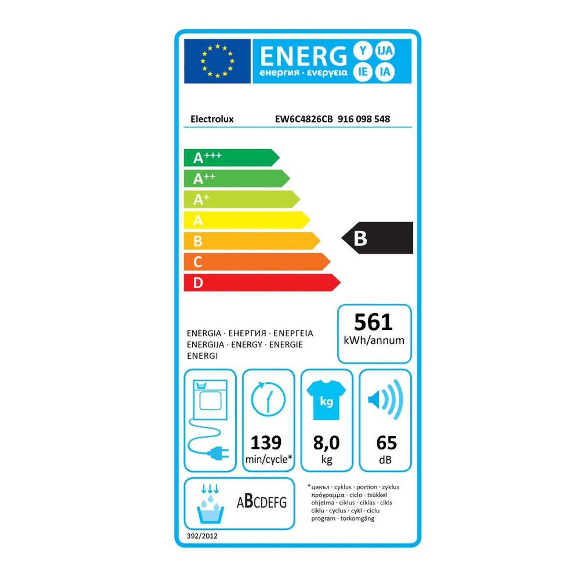 Voir la diapositive 2 : ELECTROLUX Sèche-linge à condensation 60cm 8kg blanc - EW6C4826CB