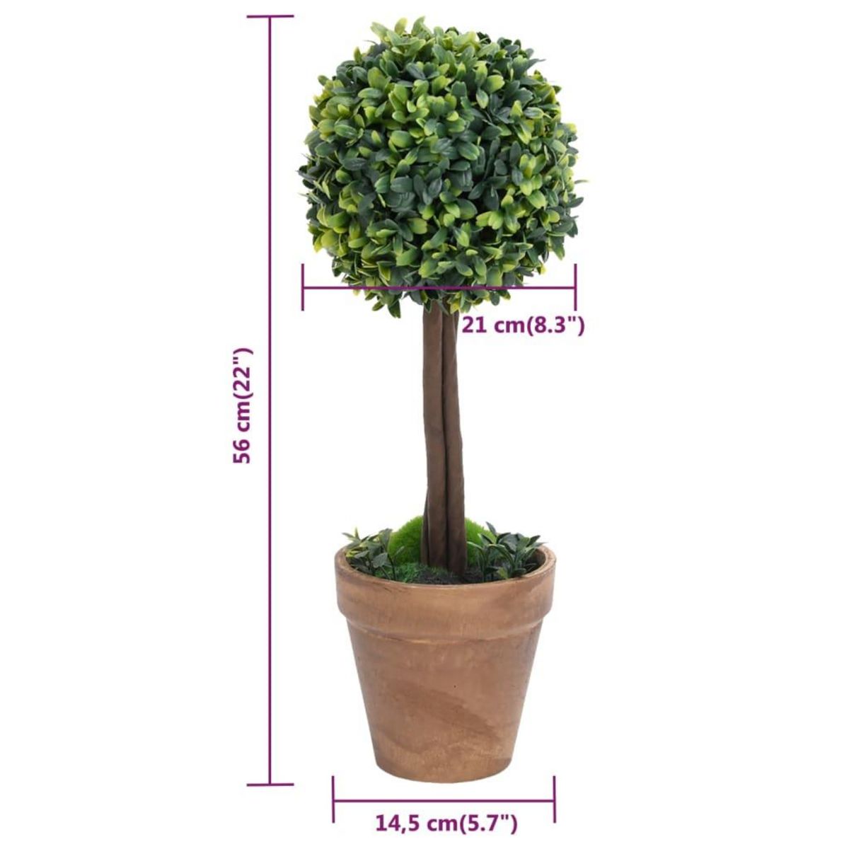 VIDAXL Plantes de buis artificiel 2 pcs avec pots Boule Vert 56 cm