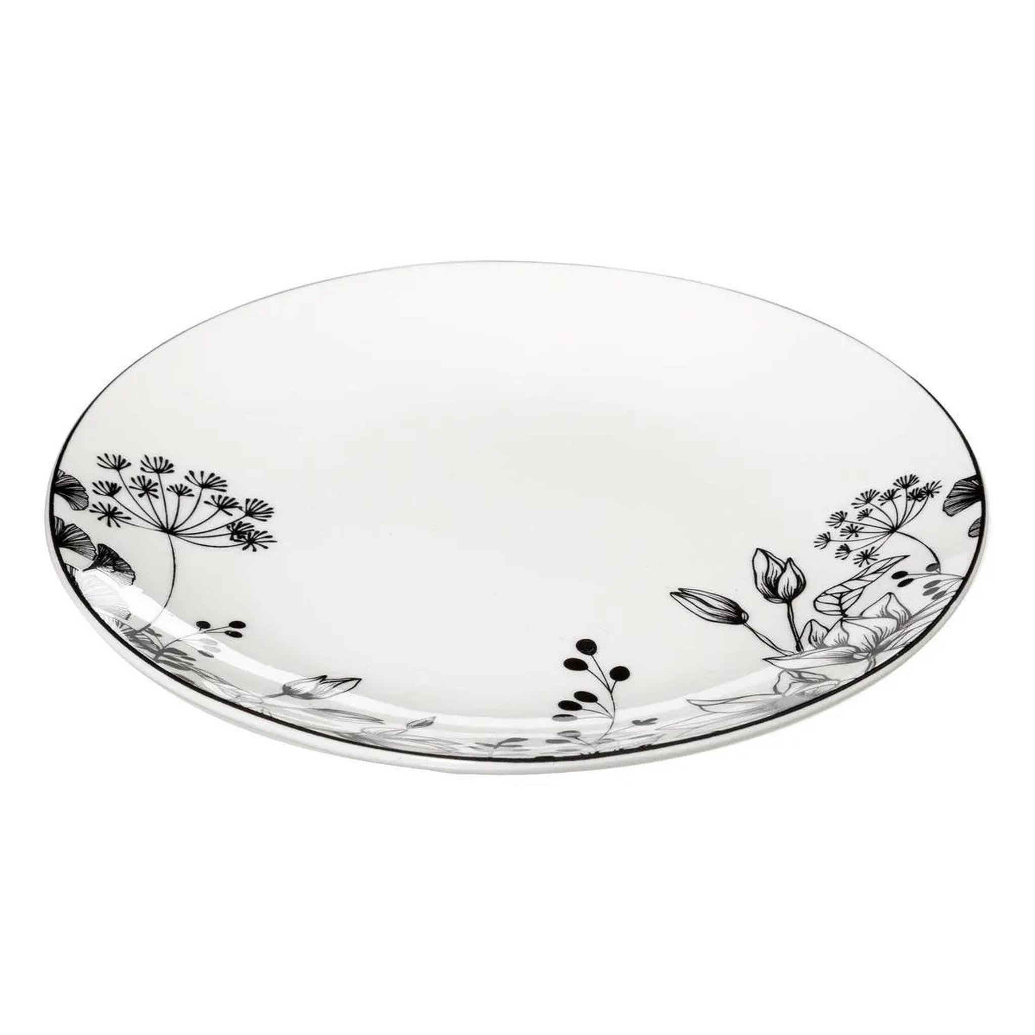 Voir la diapositive 2 : SECRET DE GOURMET Lot de 6 assiettes à dessert  white floral  20cm blanc