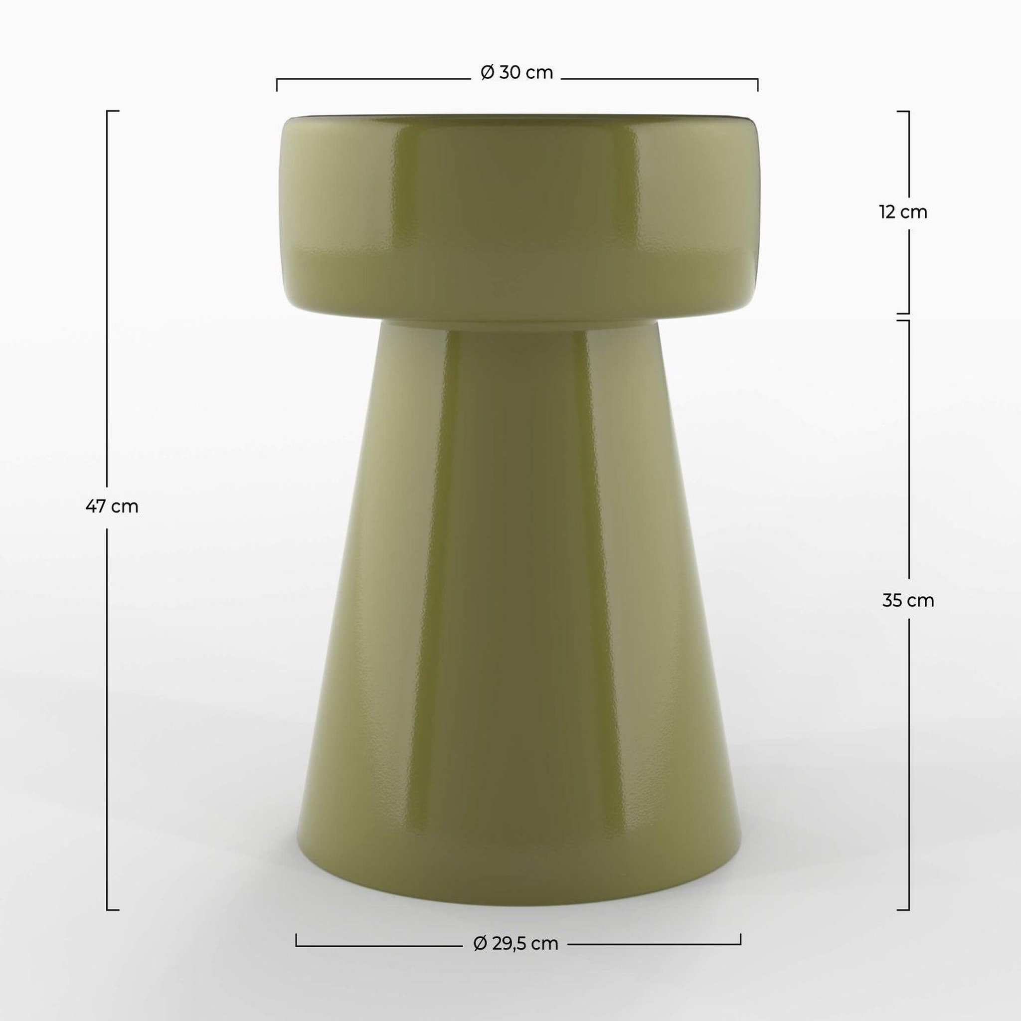 Voir la diapositive 4 : MAISON PAVANE Table d'appoint ronde en métal vert kaki D30 cm-Athéna